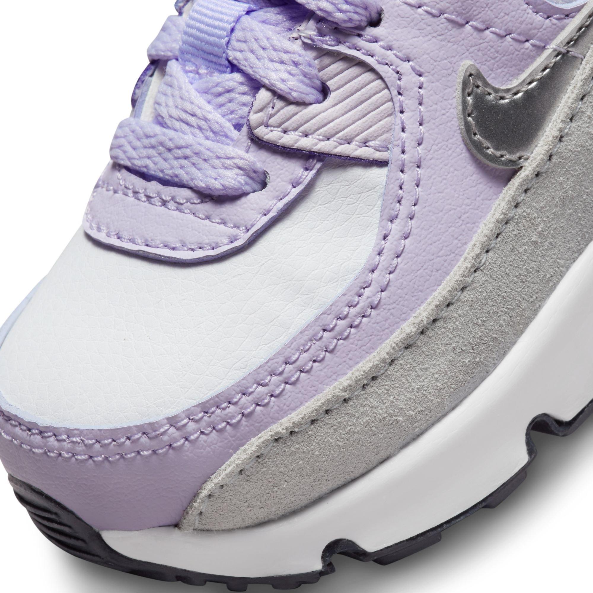 Nike Air Max 90 LTR Infant Girls' White/Metallic Silver/Violet Frost Shoe