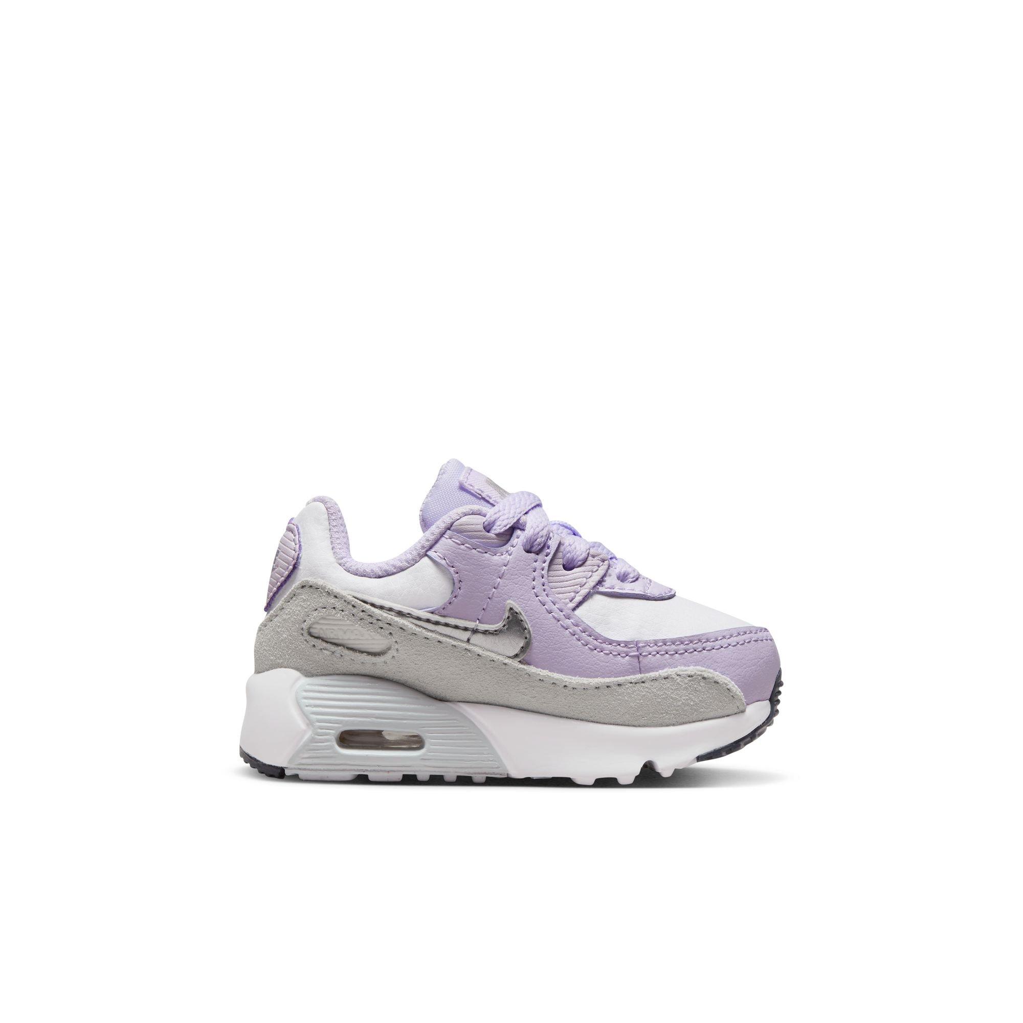 Nike Air Max 90 LTR Infant Girls' White/Metallic Silver/Violet Frost Shoe