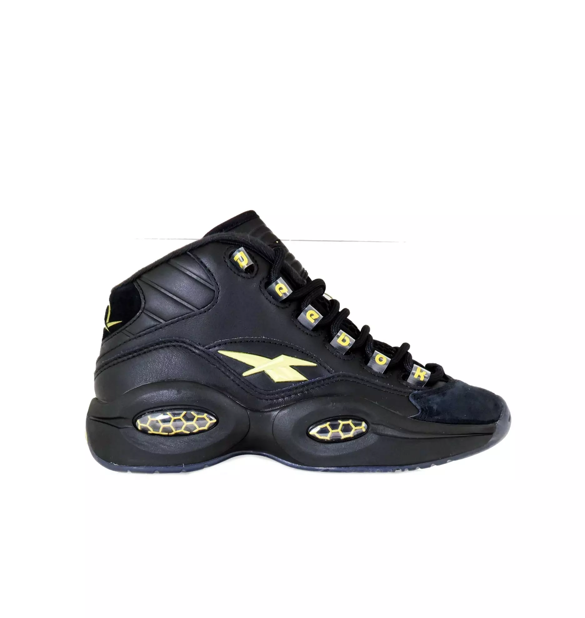 Reebok Question Mid Lux "Black/Gold Metallic" Grade School Kids' Shoe - BLACK/GOLD