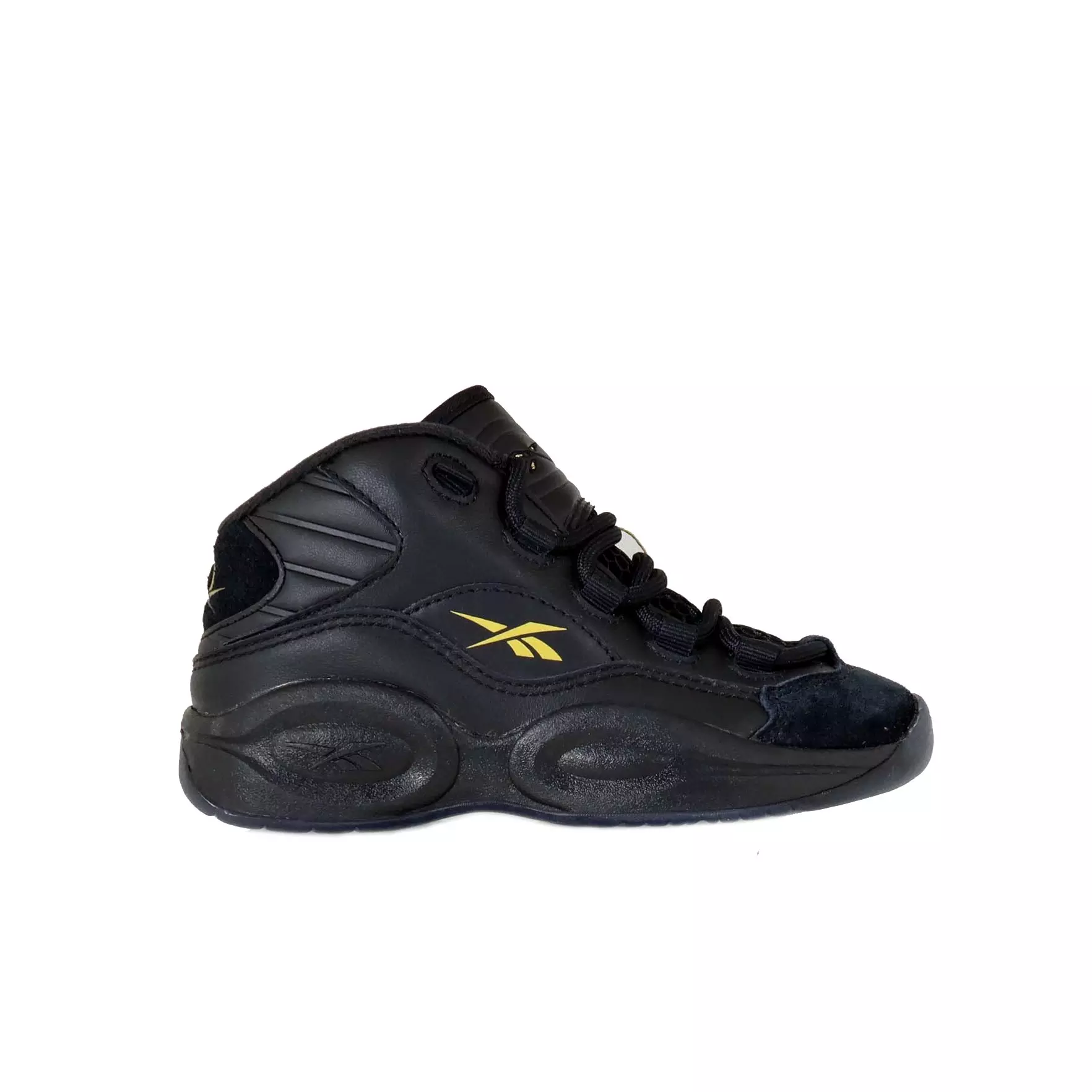 Reebok Question Mid Lux "Black/Gold Metallic" Preschool Kids' Shoe - BLACK/GOLD