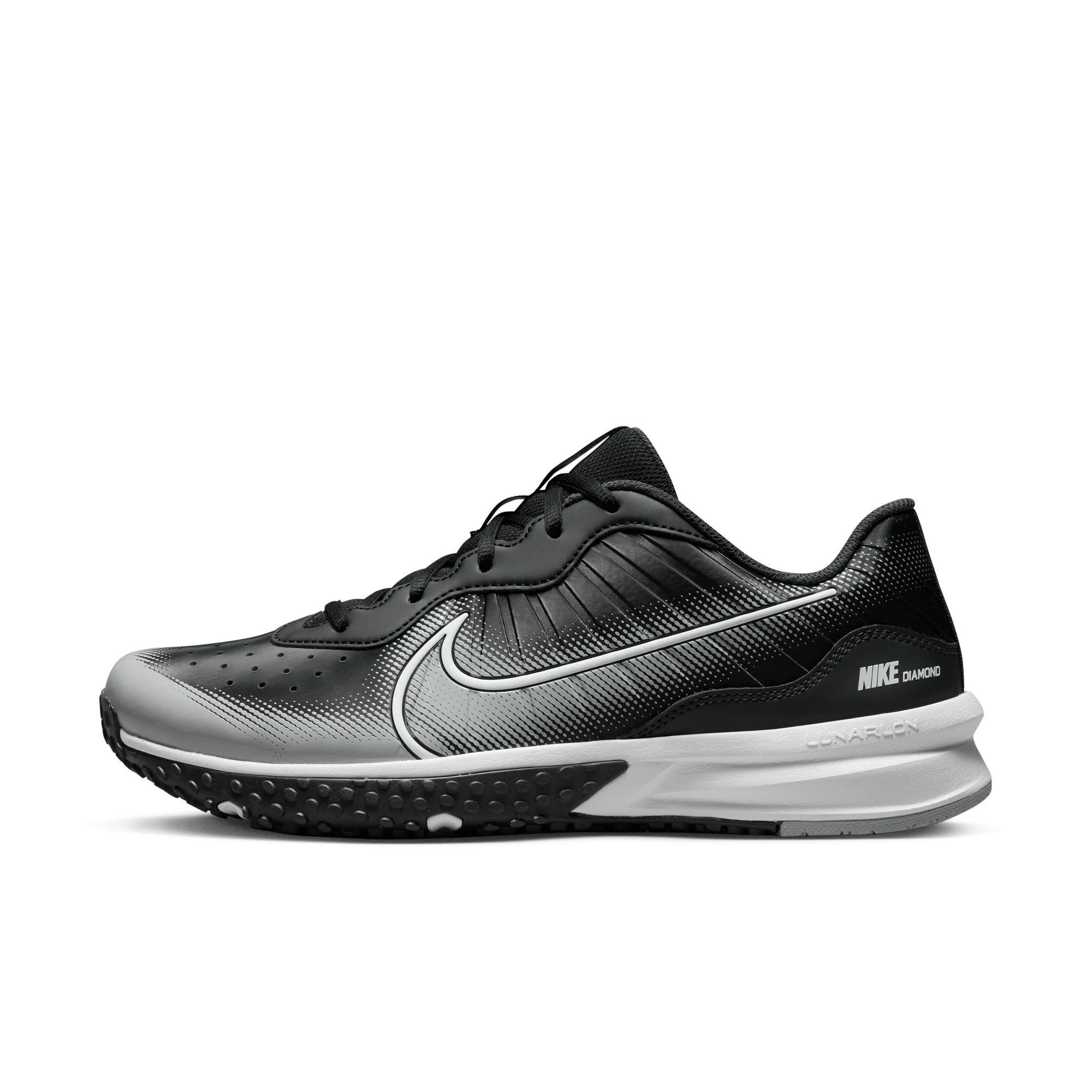Nike Alpha Huarache Varsity 4 Turf "Black/White/Smoke Grey" Men's Baseball Cleat - BLACK/GREY Thumbnail View 3