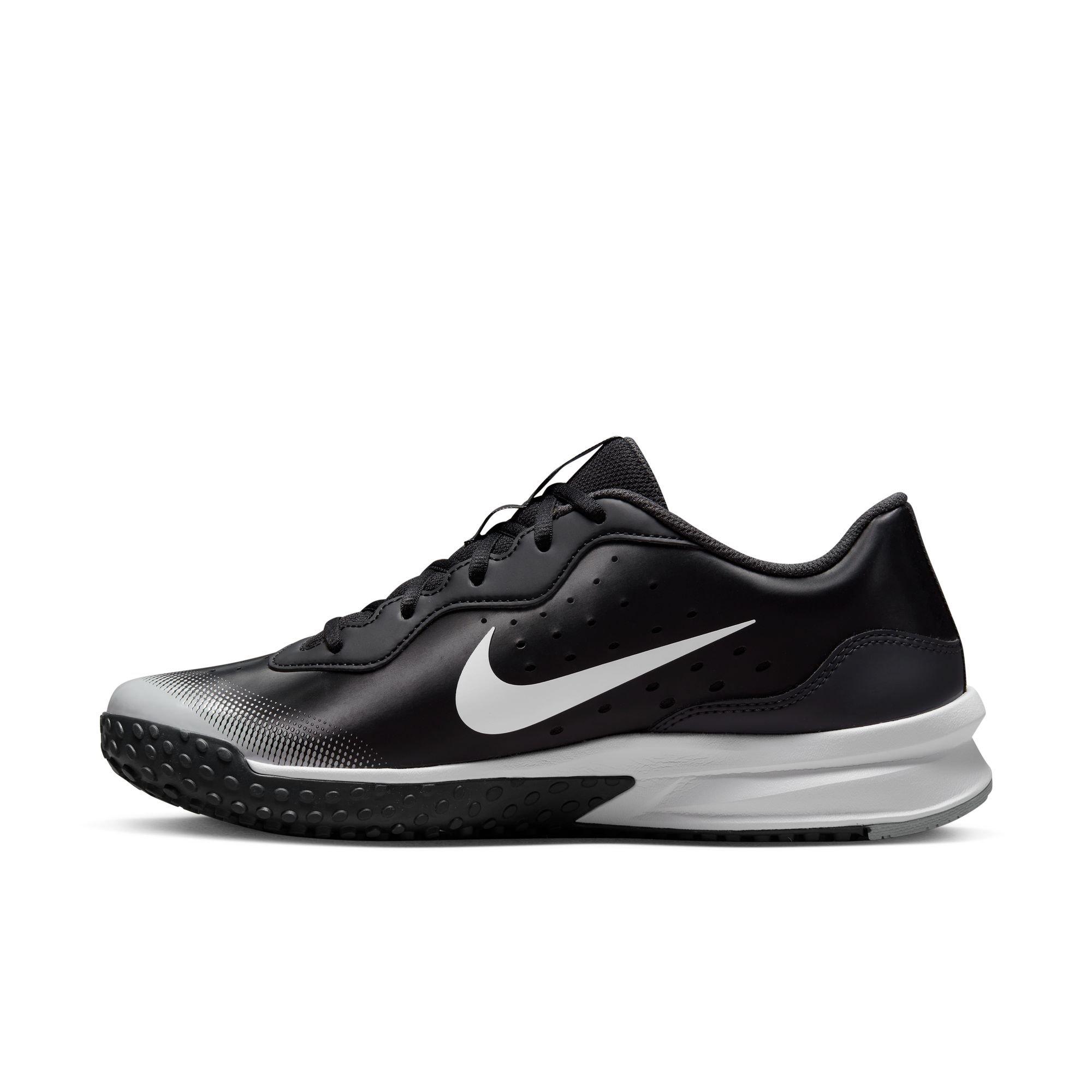 Nike Alpha Huarache Varsity 4 Turf "Black/White/Smoke Grey" Men's Baseball Cleat - BLACK/GREY Thumbnail View 4