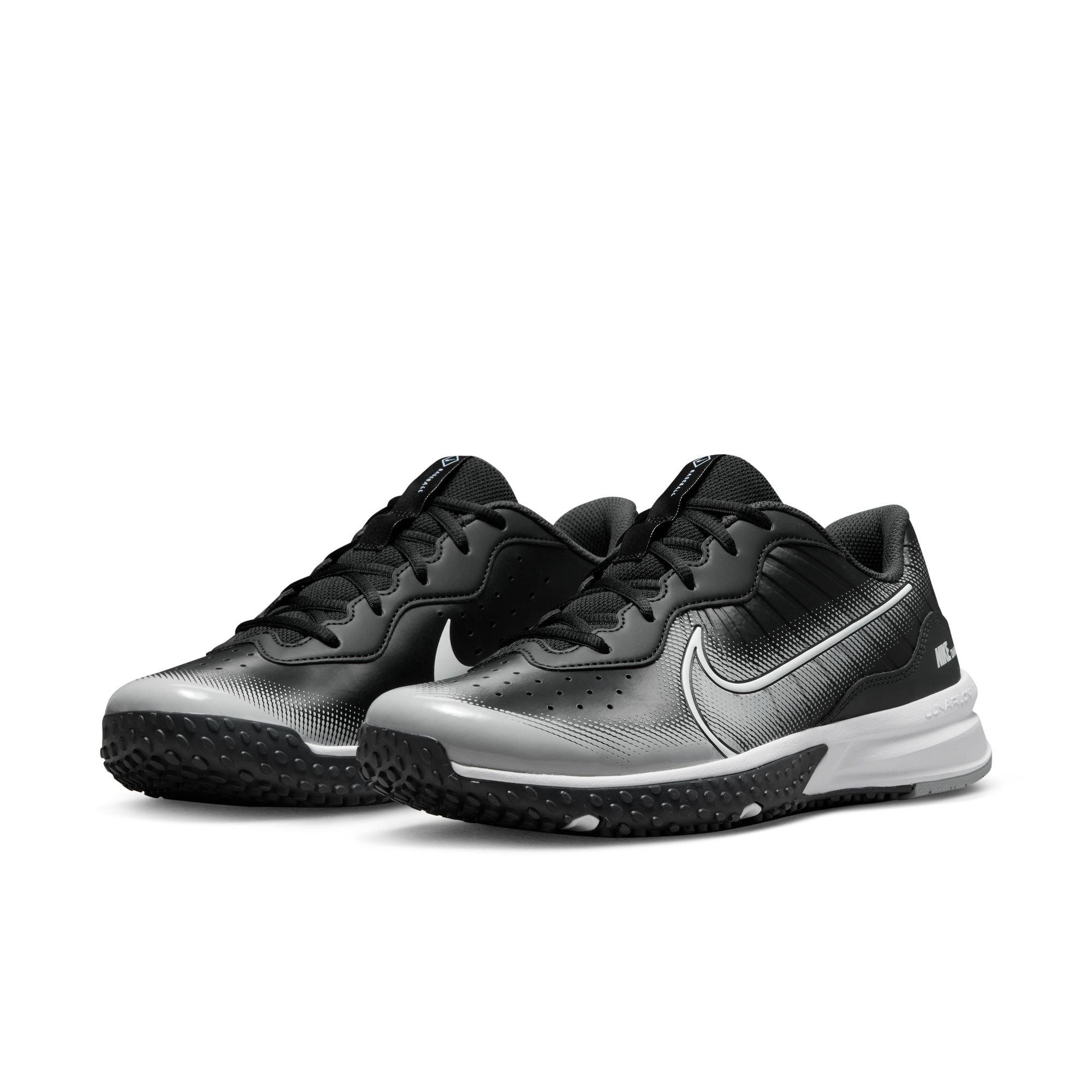 Nike Alpha Huarache Varsity 4 Turf "Black/White/Smoke Grey" Men's Baseball Cleat - BLACK/GREY Thumbnail View 6