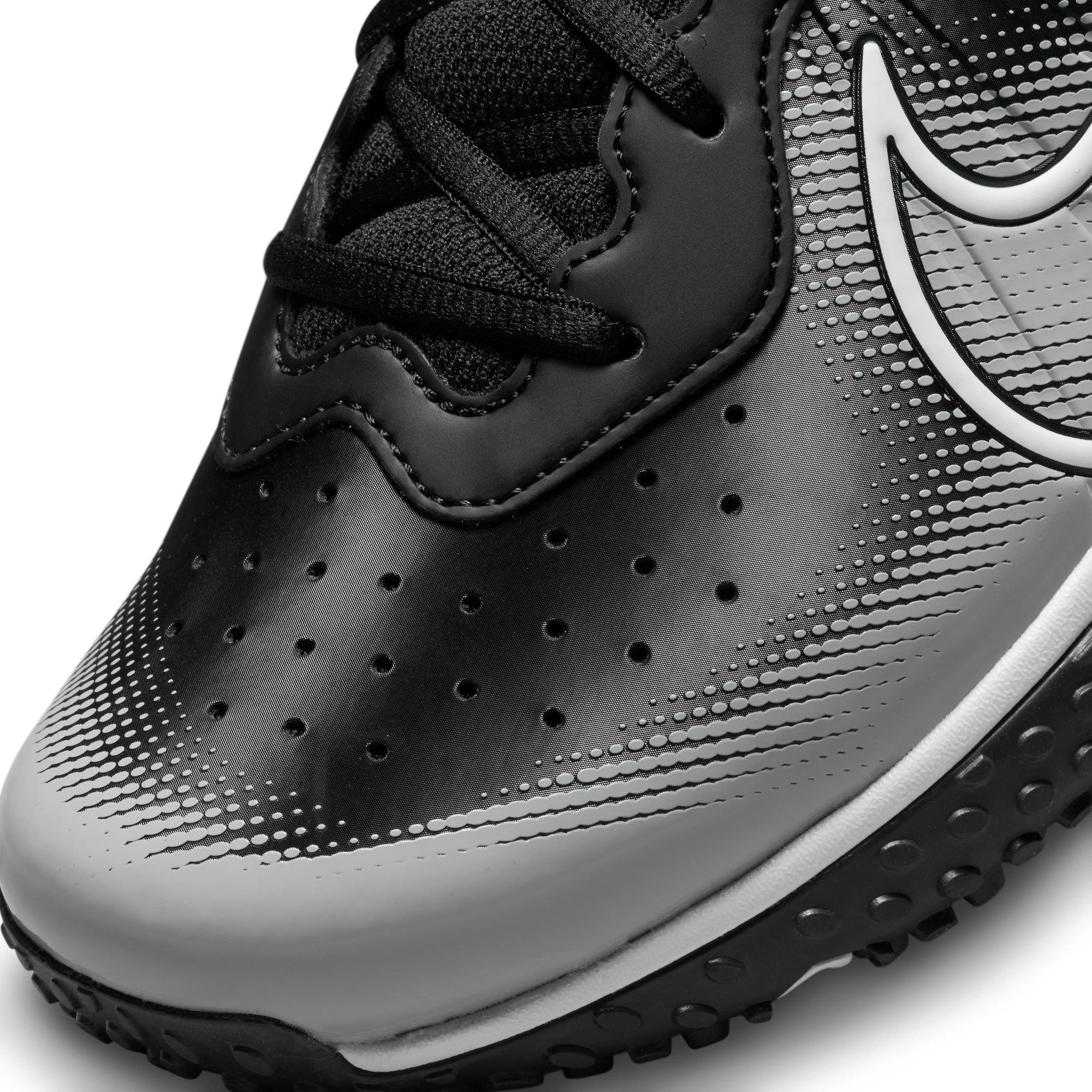 Nike Alpha Huarache Varsity 4 Turf "Black/White/Smoke Grey" Men's Baseball Cleat - BLACK/GREY Thumbnail View 9