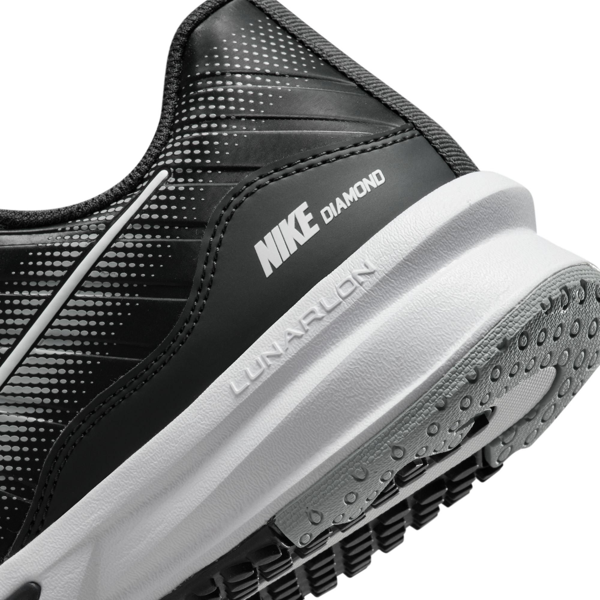 Nike Alpha Huarache Varsity 4 Turf "Black/White/Smoke Grey" Men's Baseball Cleat - BLACK/GREY Thumbnail View 10