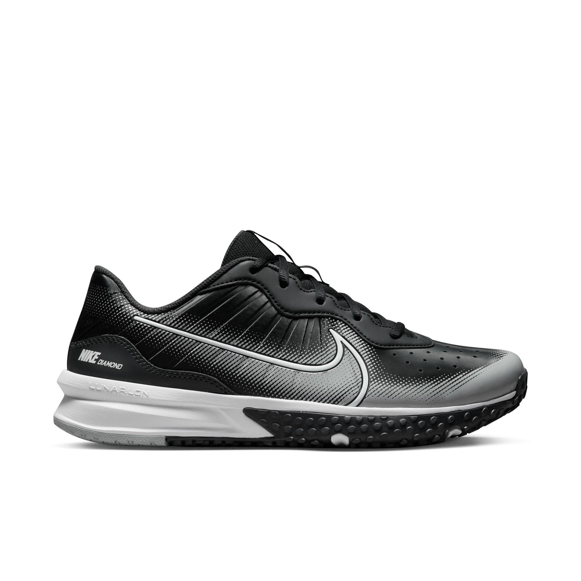 Nike Alpha Huarache Varsity 4 Turf "Black/White/Smoke Grey" Men's Baseball Cleat - BLACK/GREY Thumbnail View 2