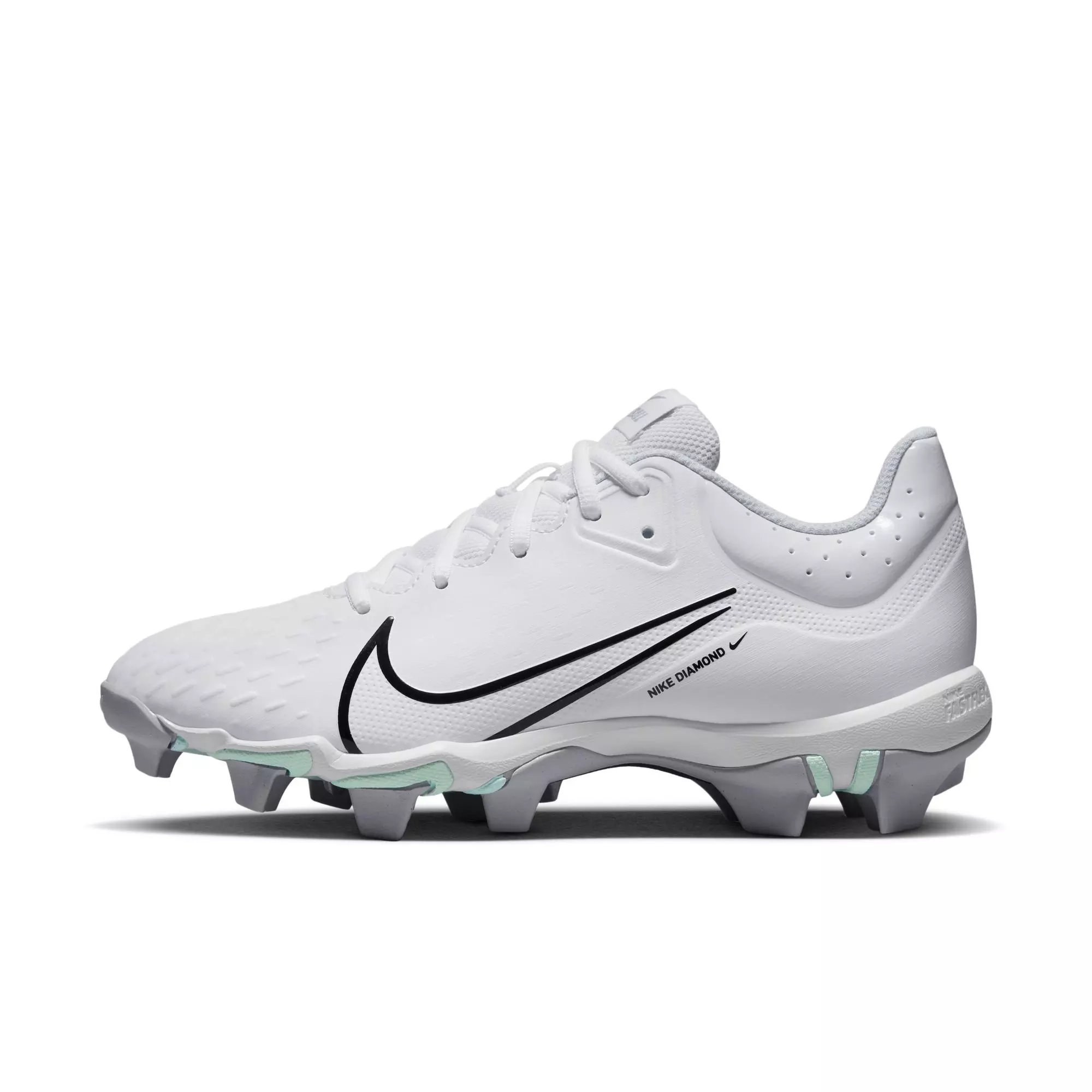 Nike Hyperdiamond 4 Keystone "White/Black/Pure Platinum/Wolf Grey" Women's Softball Cleat - WHITE/GREY