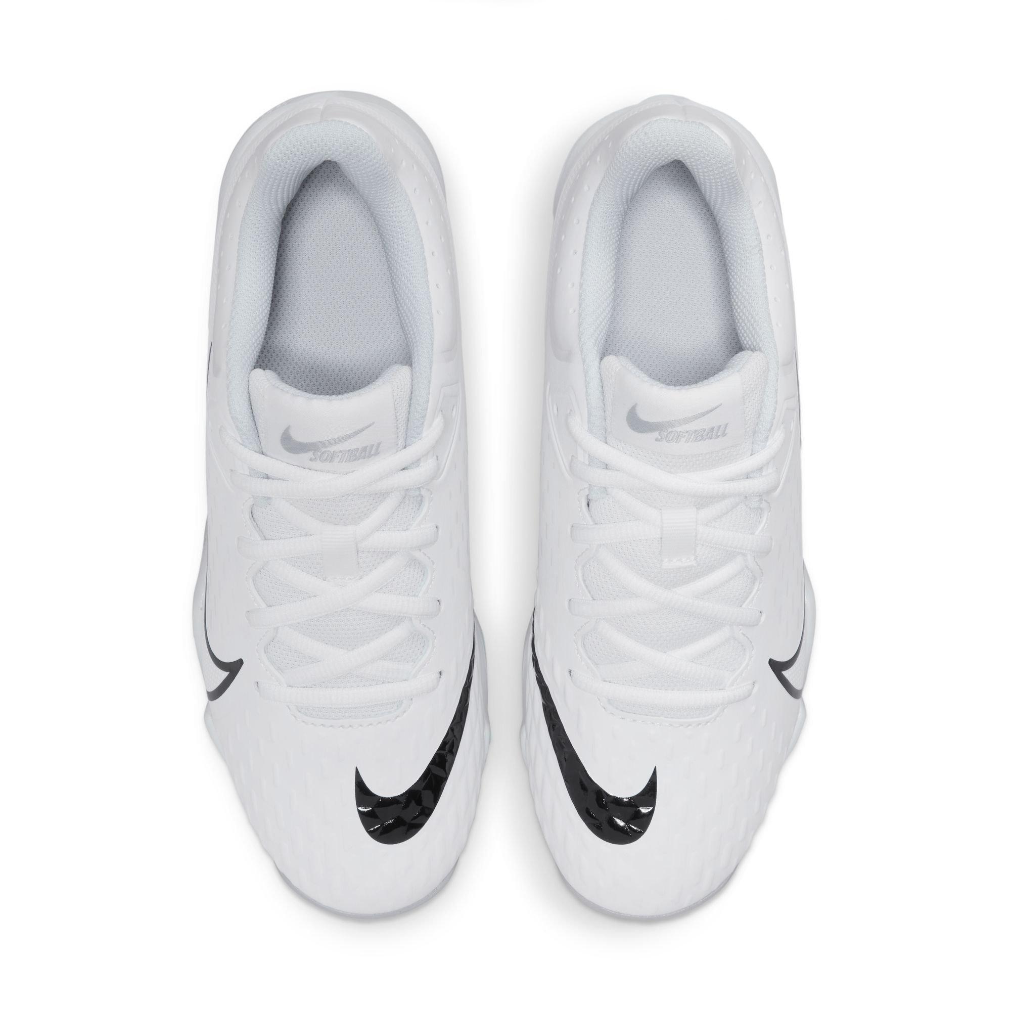 Nike Hyperdiamond 4 Keystone "White/Black/Pure Platinum/Wolf Grey" Women's Softball Cleat - WHITE/GREY Thumbnail View 5