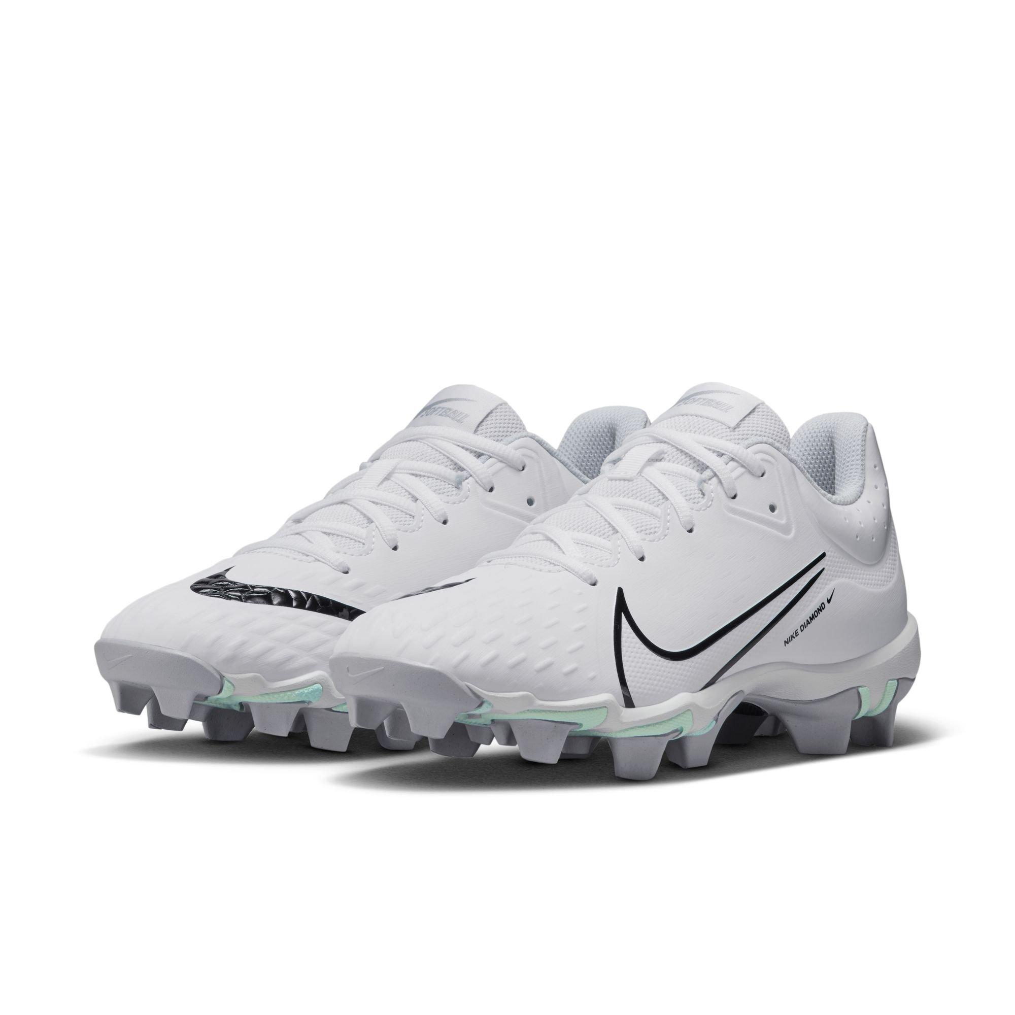 Nike Hyperdiamond 4 Keystone "White/Black/Pure Platinum/Wolf Grey" Women's Softball Cleat - WHITE/GREY Thumbnail View 6