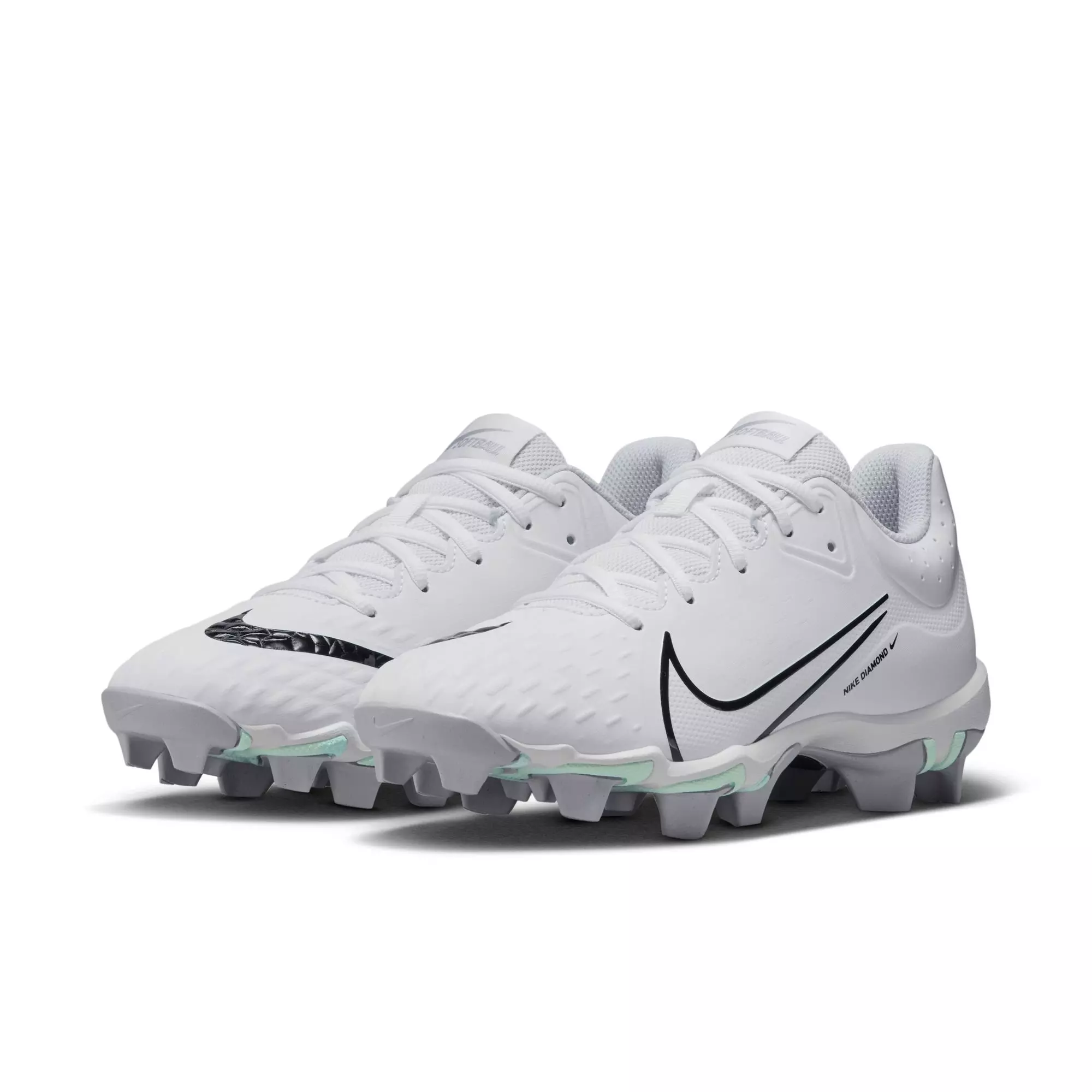 Nike Hyperdiamond 4 Keystone "White/Black/Pure Platinum/Wolf Grey" Women's Softball Cleat - WHITE/GREY