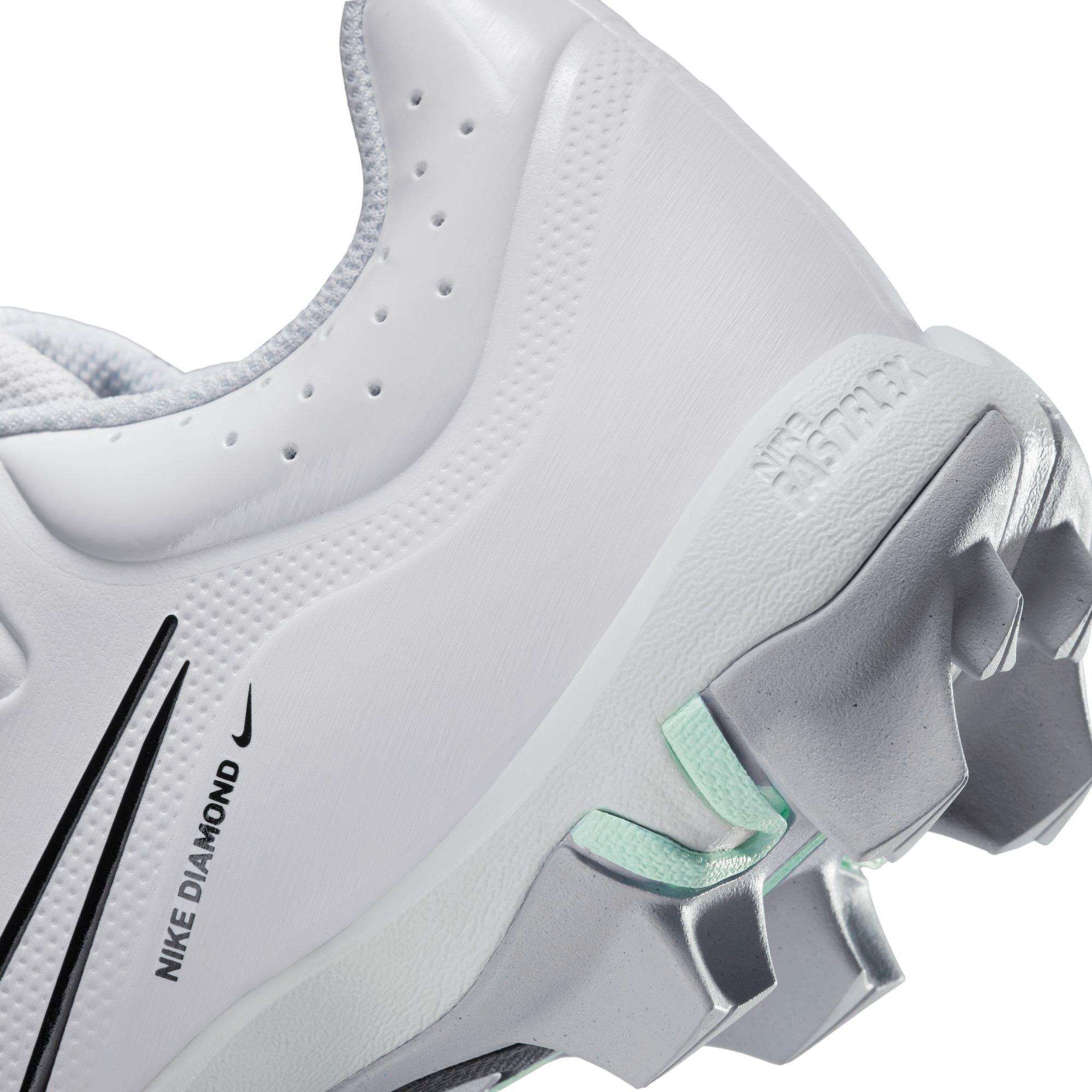 Nike Hyperdiamond 4 Keystone "White/Black/Pure Platinum/Wolf Grey" Women's Softball Cleat - WHITE/GREY Thumbnail View 8