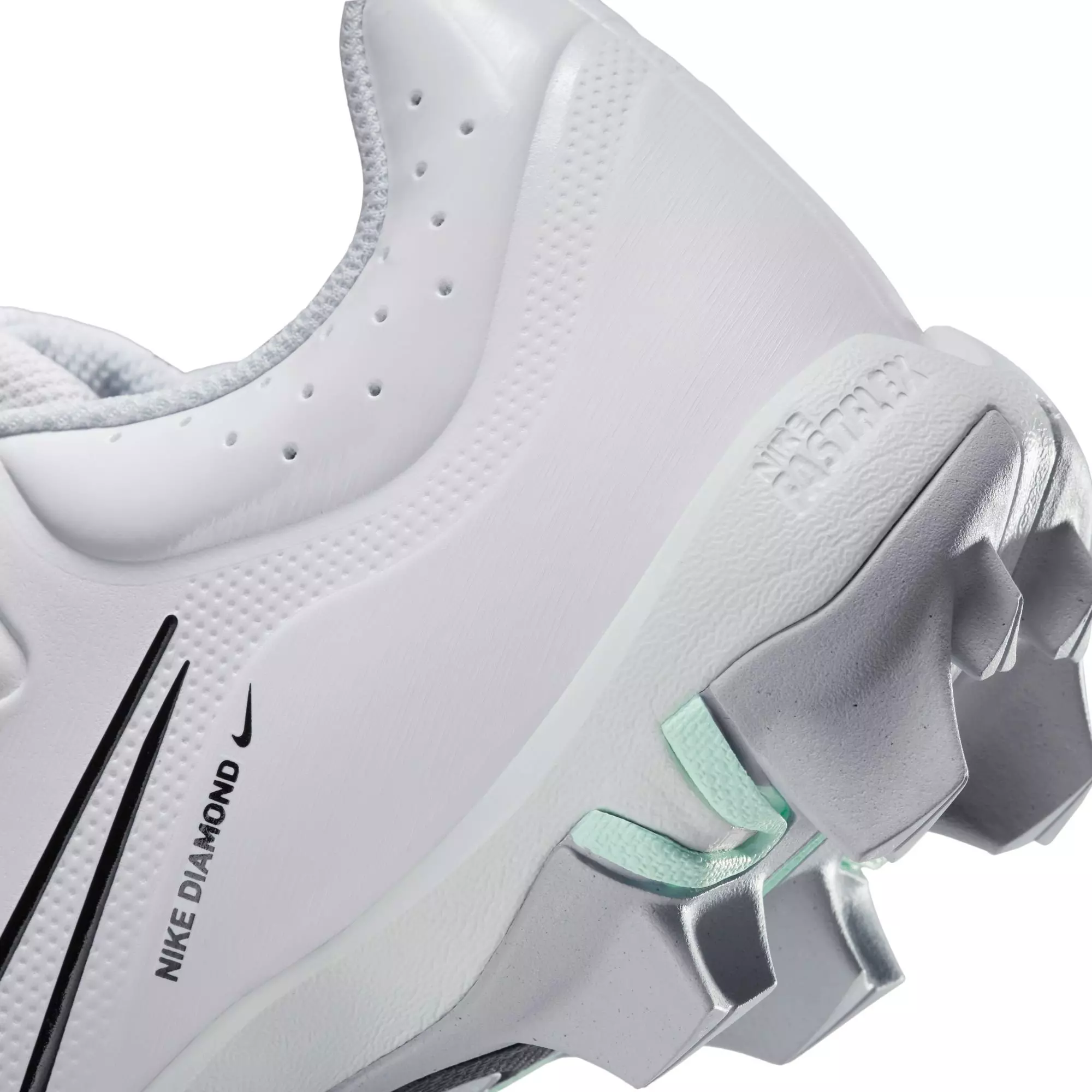 Nike Hyperdiamond 4 Keystone "White/Black/Pure Platinum/Wolf Grey" Women's Softball Cleat - WHITE/GREY