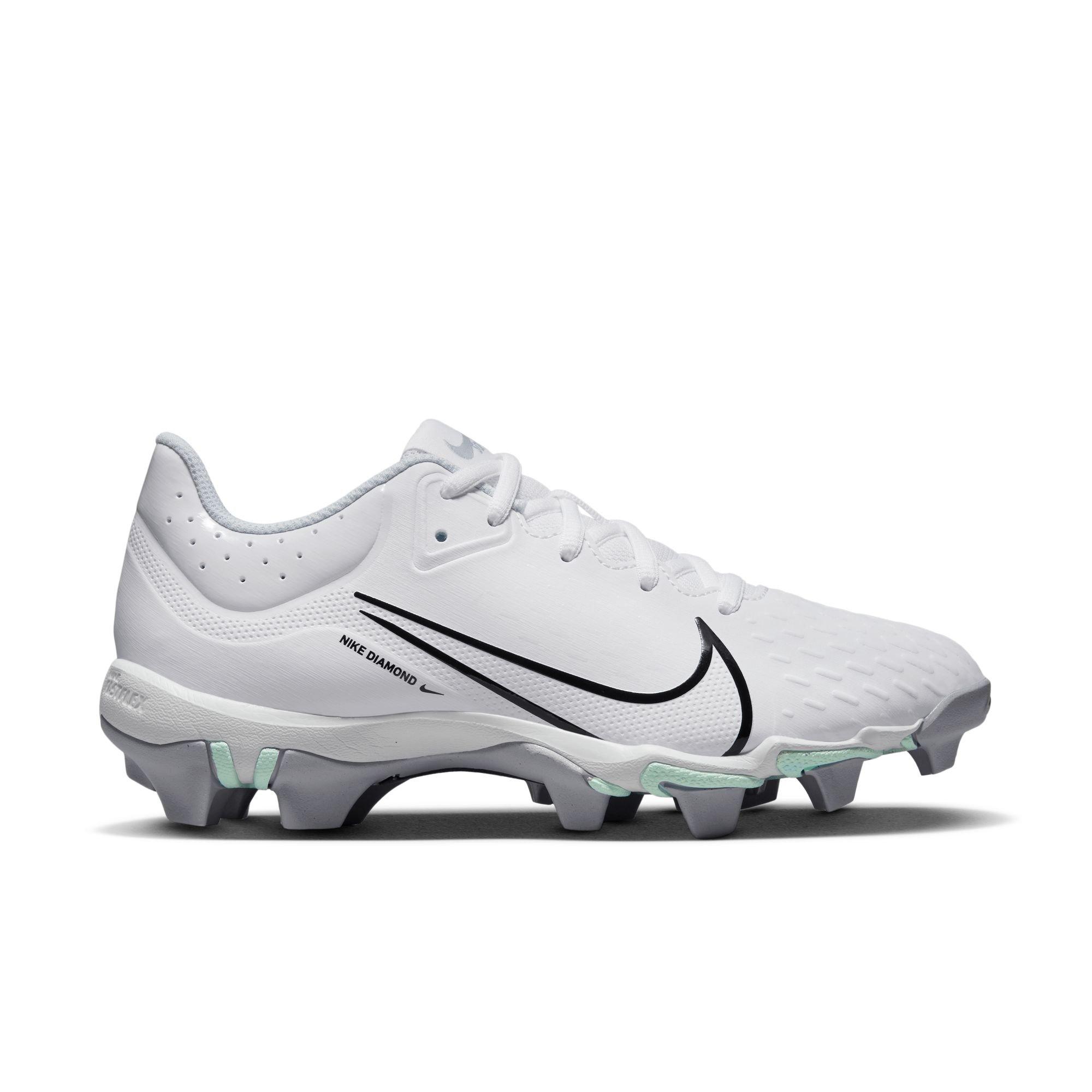 Nike Hyperdiamond 4 Keystone "White/Black/Pure Platinum/Wolf Grey" Women's Softball Cleat - WHITE/GREY Thumbnail View 1