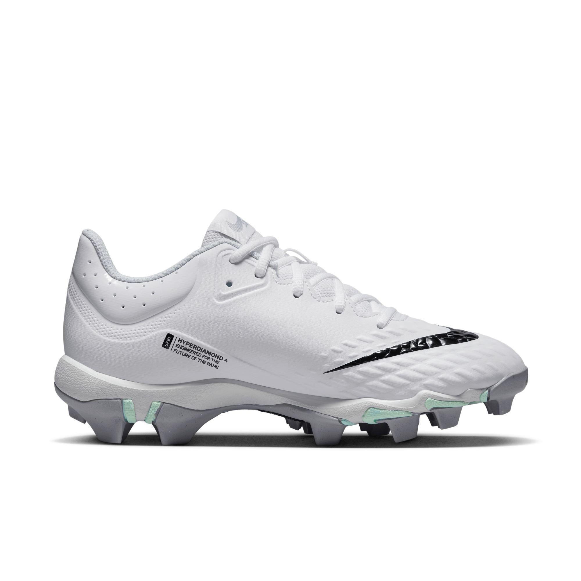 Nike Hyperdiamond 4 Keystone "White/Black/Pure Platinum/Wolf Grey" Women's Softball Cleat - WHITE/GREY Thumbnail View 2