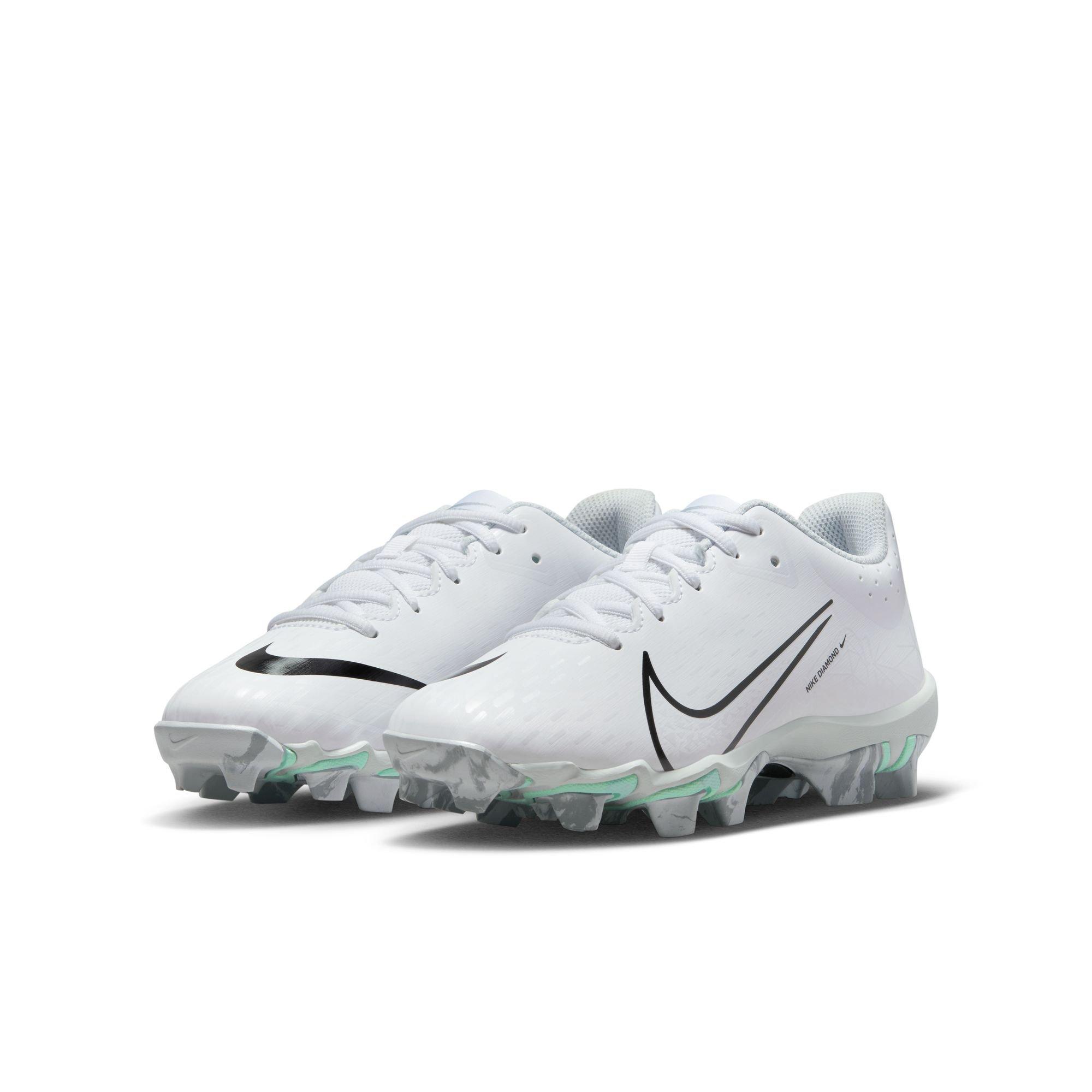Nike Hyperdiamond 4 Keystone GG "White/Black/Wolf Grey" Grade School Kids' Softball Cleat - WHITE/GREY Thumbnail View 6
