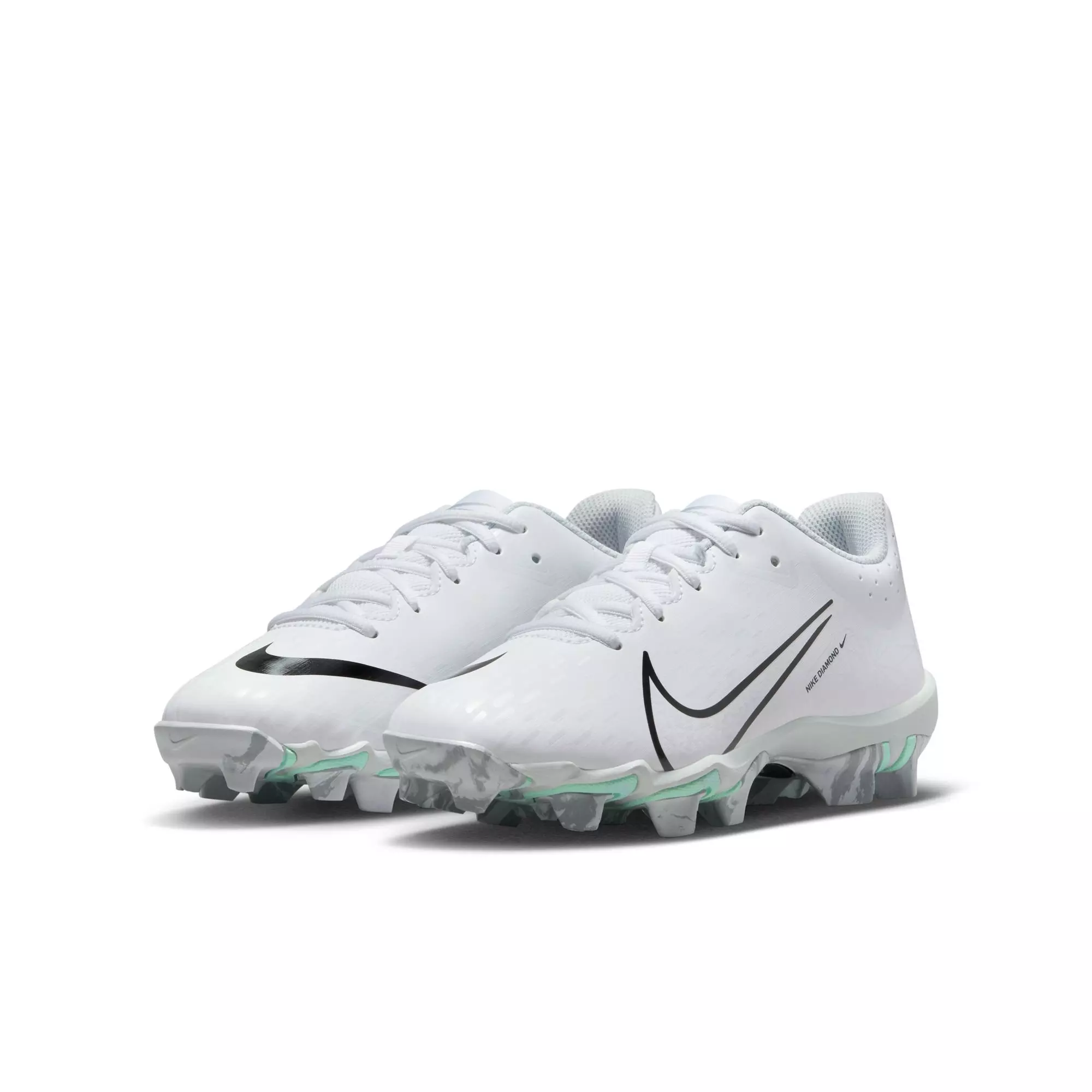 Nike Hyperdiamond 4 Keystone GG "White/Black/Wolf Grey" Grade School Kids' Softball Cleat - WHITE/GREY