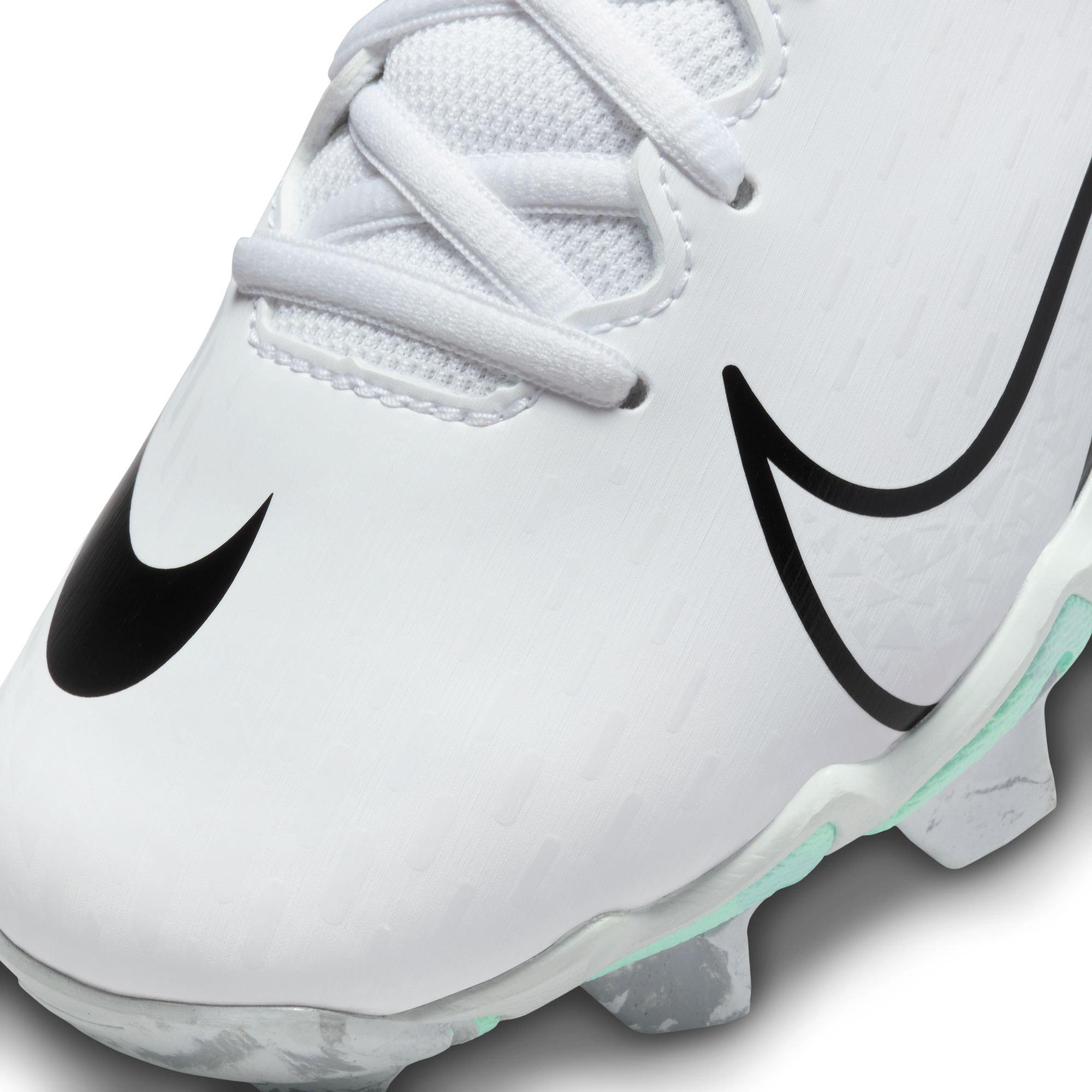 Nike Hyperdiamond 4 Keystone GG "White/Black/Wolf Grey" Grade School Kids' Softball Cleat - WHITE/GREY Thumbnail View 9