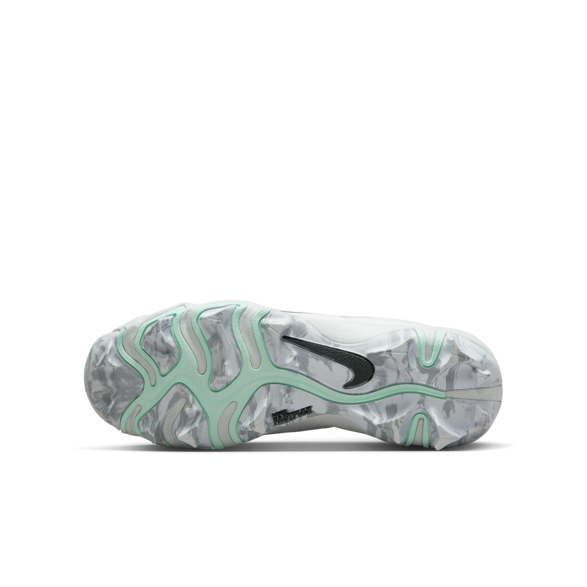 Nike Hyperdiamond 4 Keystone GG "White/Black/Wolf Grey" Grade School Kids' Softball Cleat - WHITE/GREY Thumbnail View 10