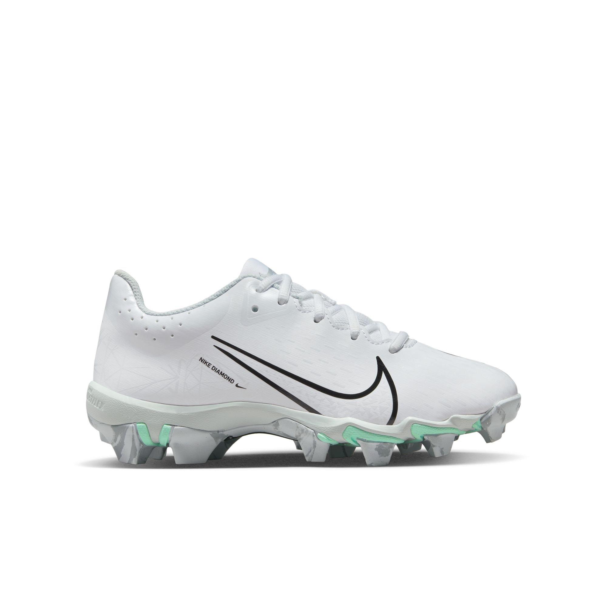 Nike Hyperdiamond 4 Keystone GG "White/Black/Wolf Grey" Grade School Kids' Softball Cleat - WHITE/GREY Thumbnail View 1