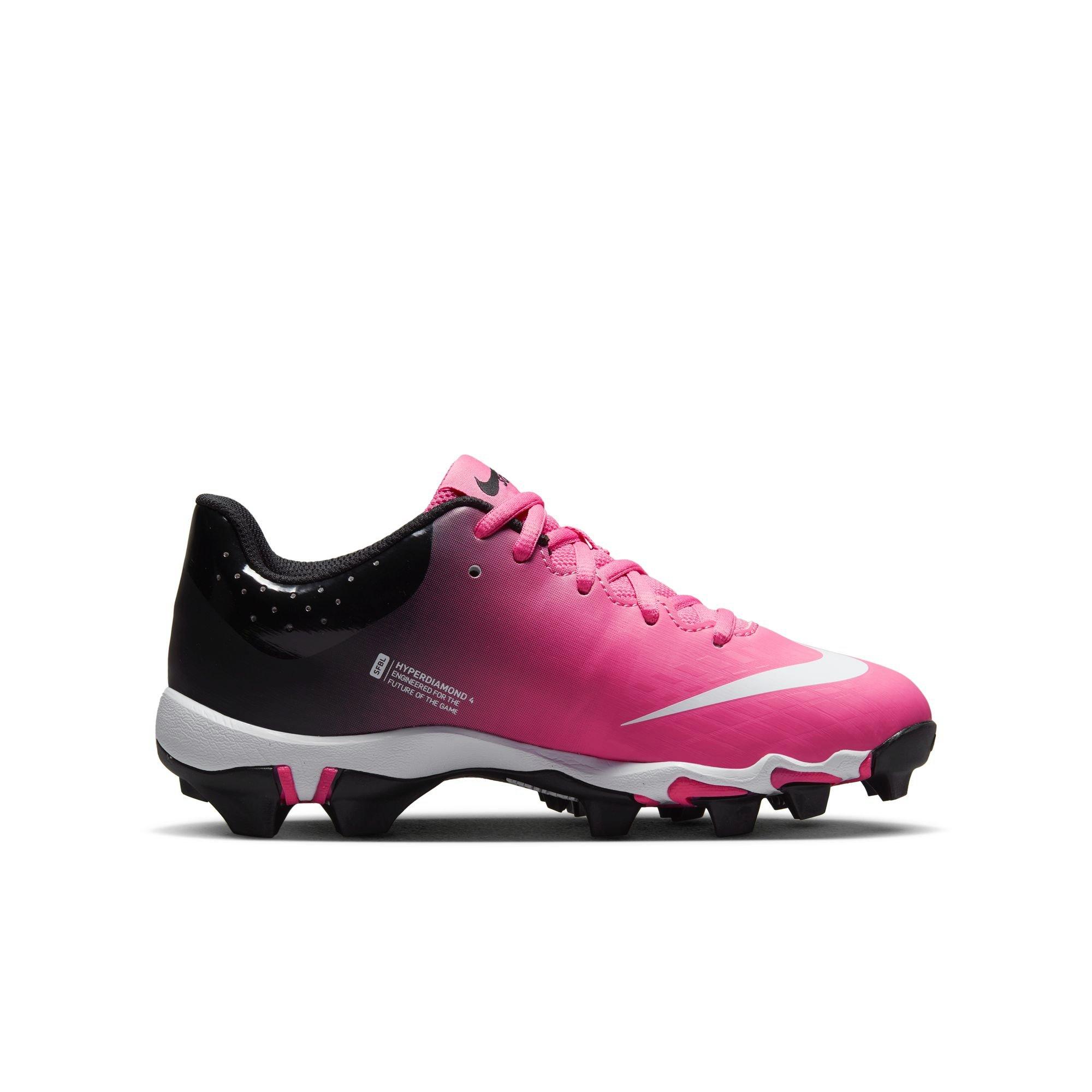 Nike Hyperdiamond 4 Keystone GG "Pinksicle/White/Black" Preschool Girls' Softball Cleat - BLACK/PINK Thumbnail View 2