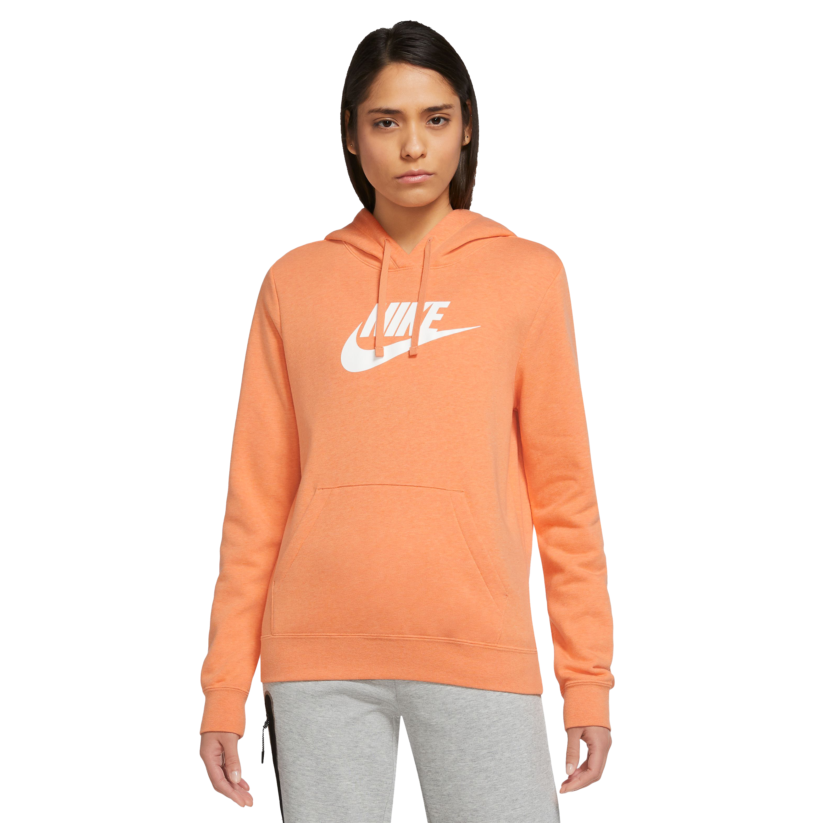 Nike rally burnt clearance orange pullover logo hoodie