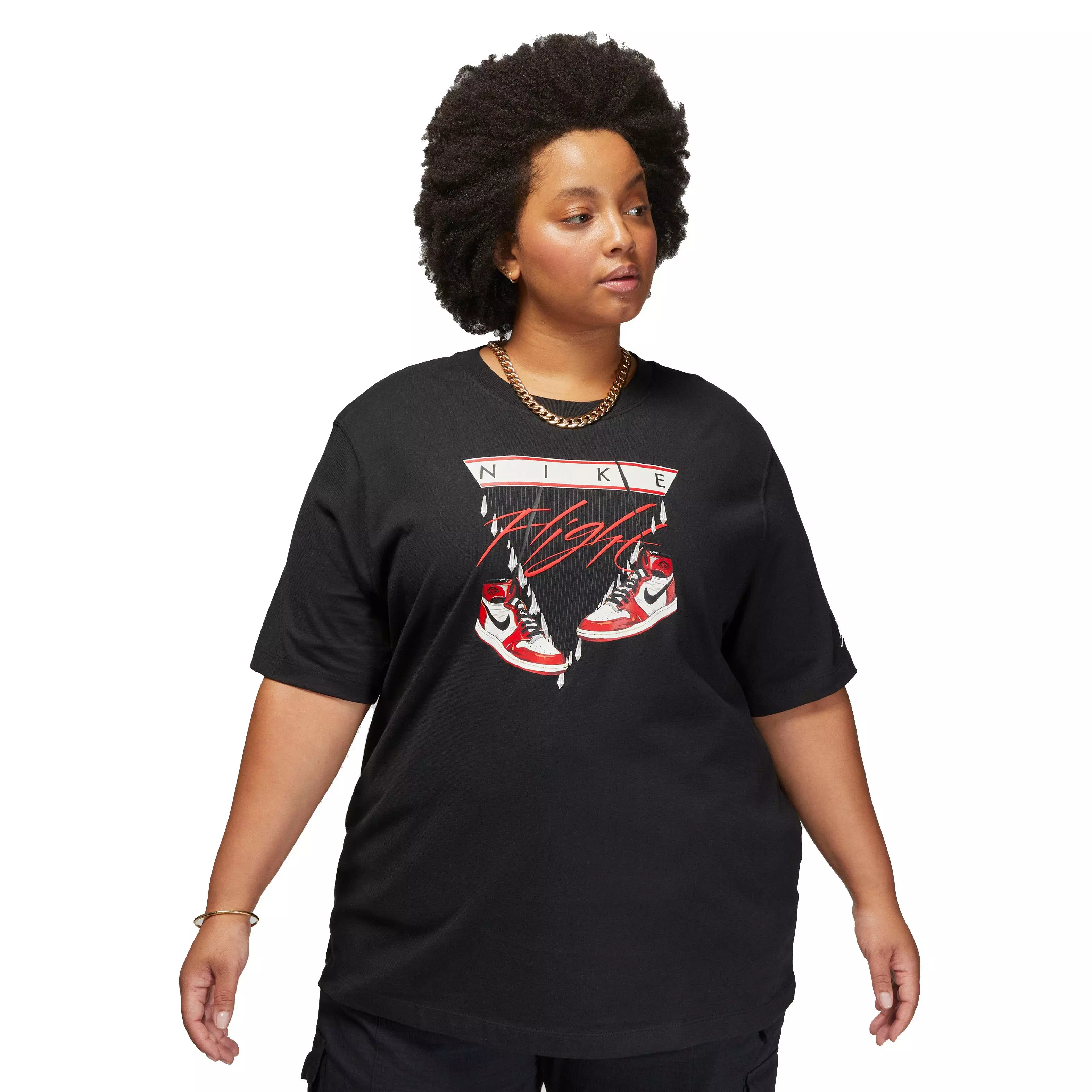 Jordan Women's Flight Shoe Graphic T-Shirt-Black - BLACK