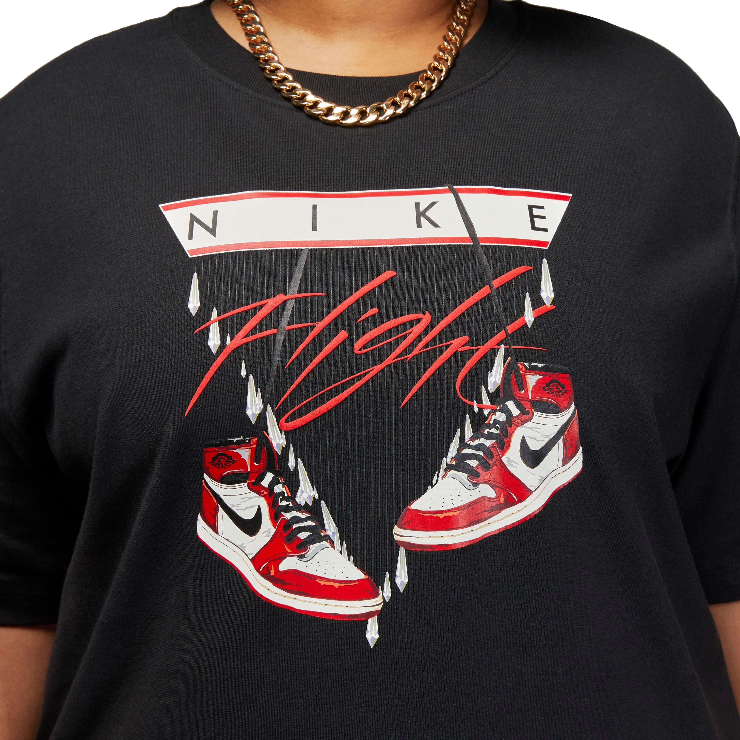 Jordan Women's Flight Shoe Graphic T-Shirt-Black - BLACK Thumbnail View 2