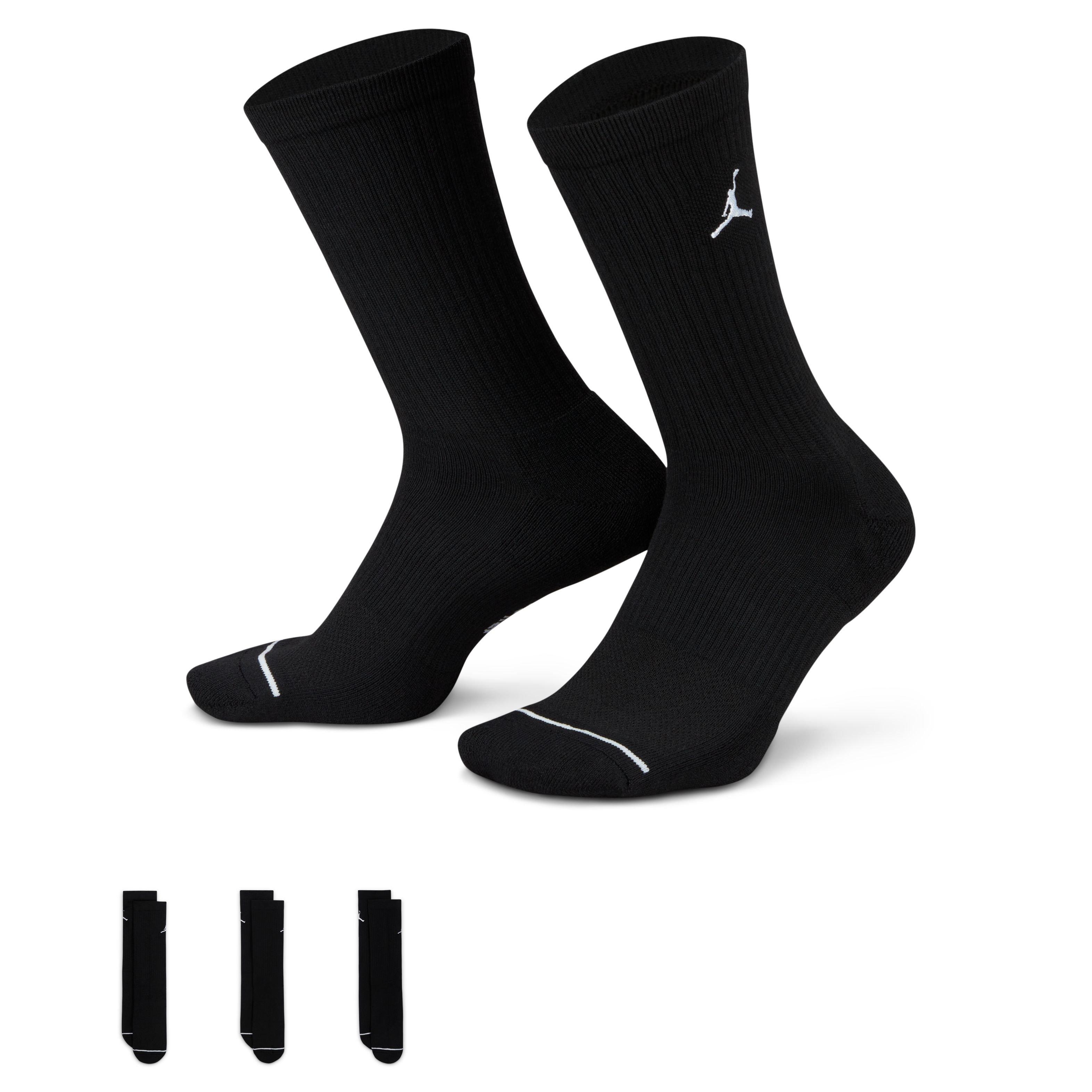 Jordan Everyday Crew Socks (3 Pairs)-Black - BLACK