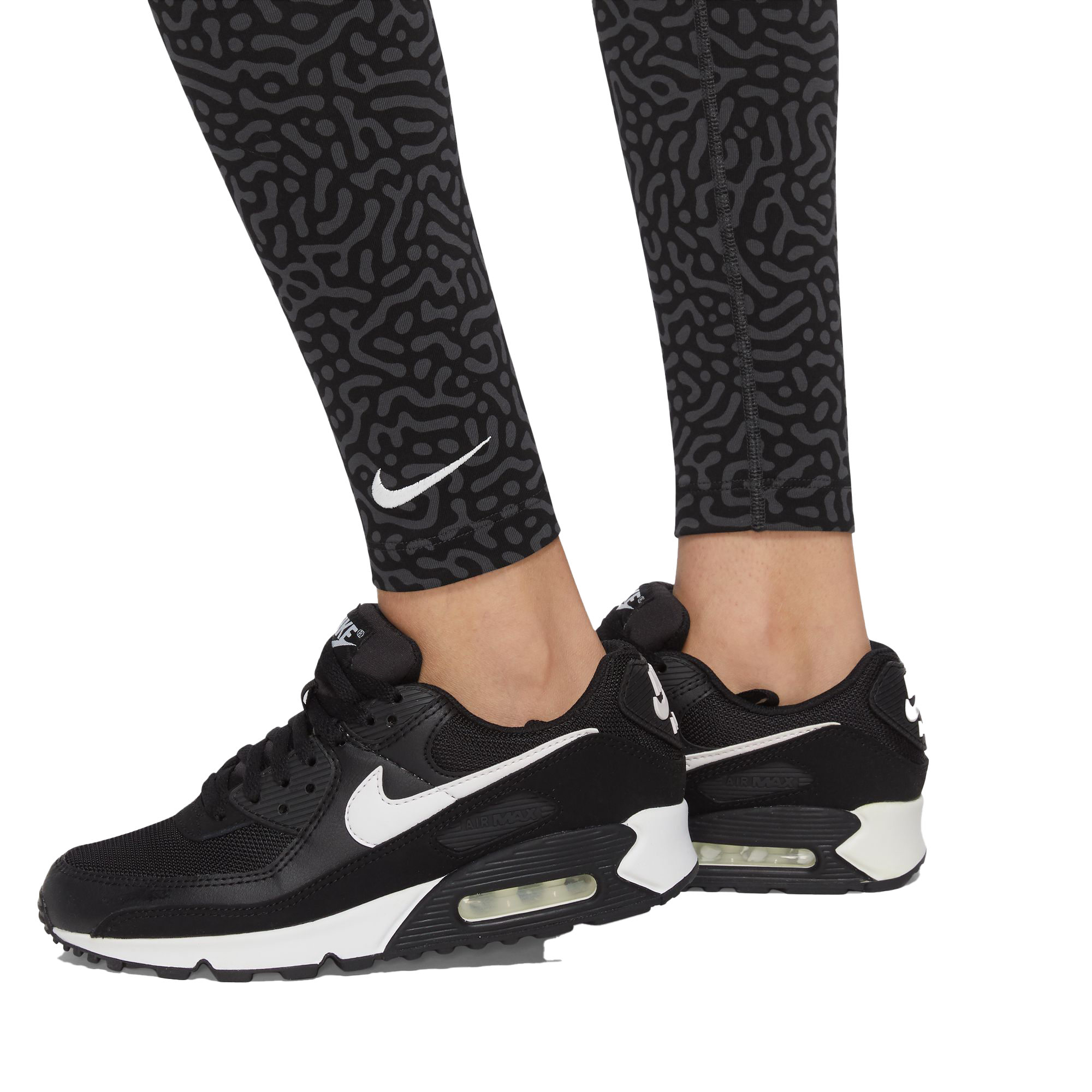 Nike Women's Black Dri-FIT One Mid-Rise Printed Leggings - Hibbett