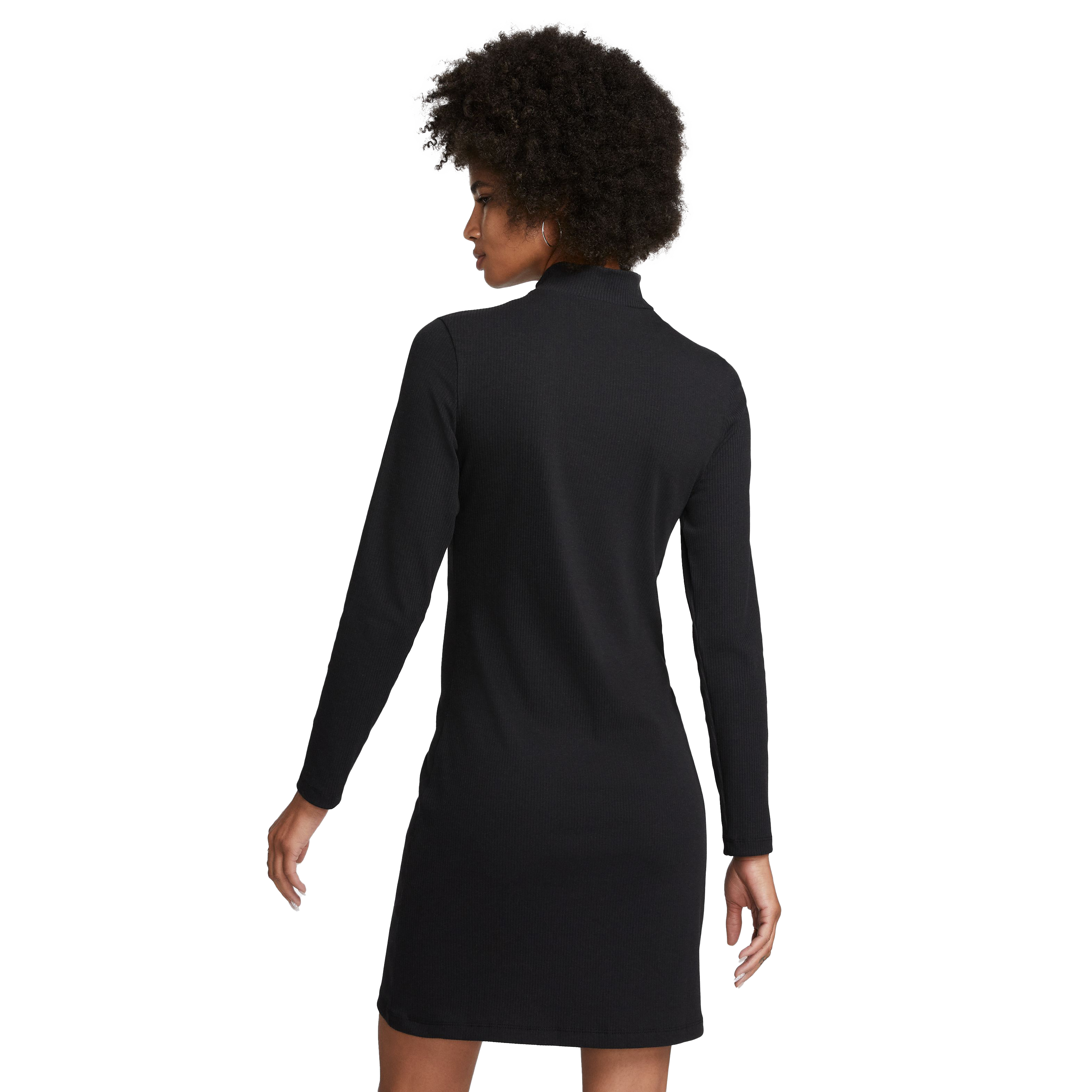 Nike Women's Sportswear Swoosh Long-Sleeve Mock-Neck Dress-Black