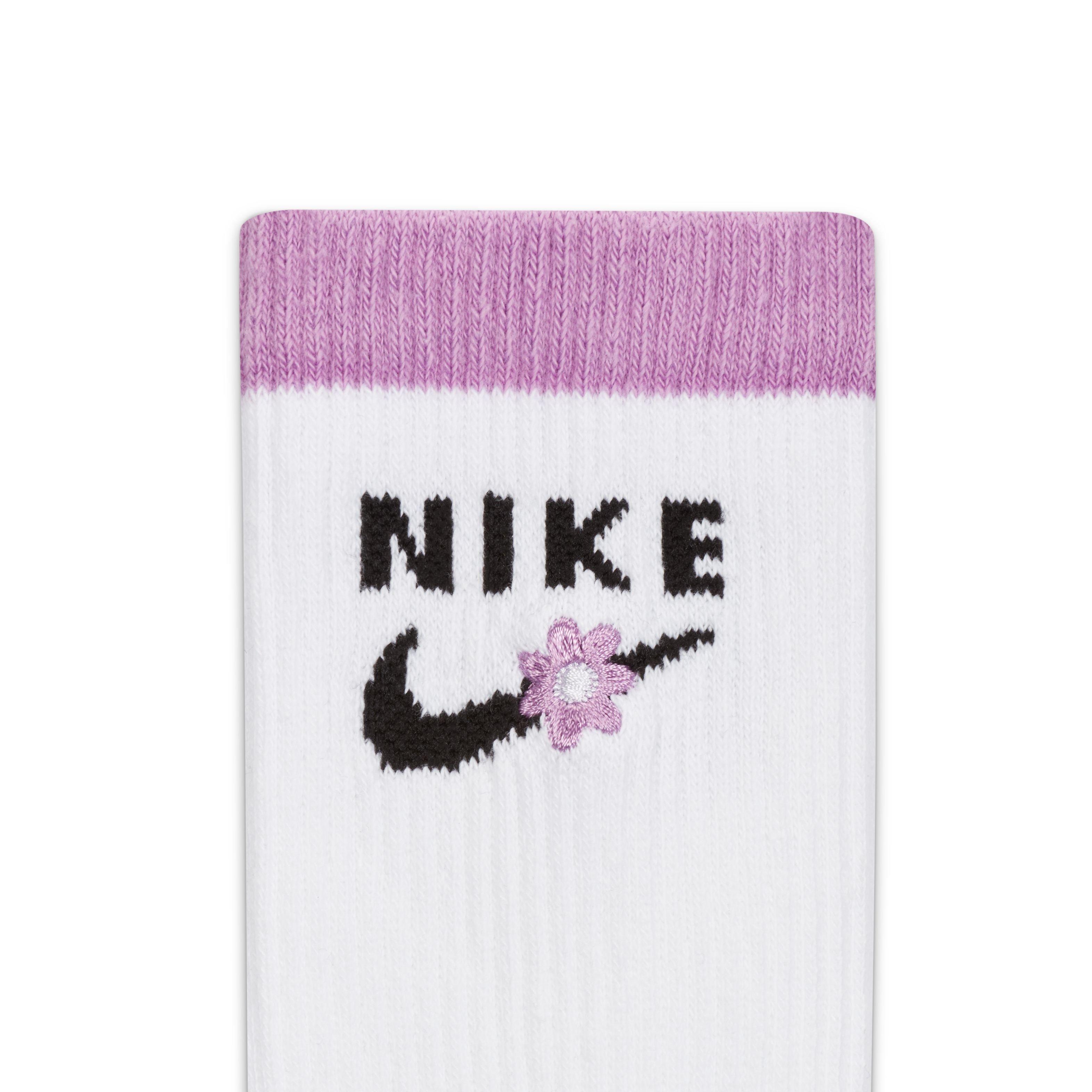 Nike Kids' Everyday Plus Cushioned Flower Crew Socks (3 Pairs