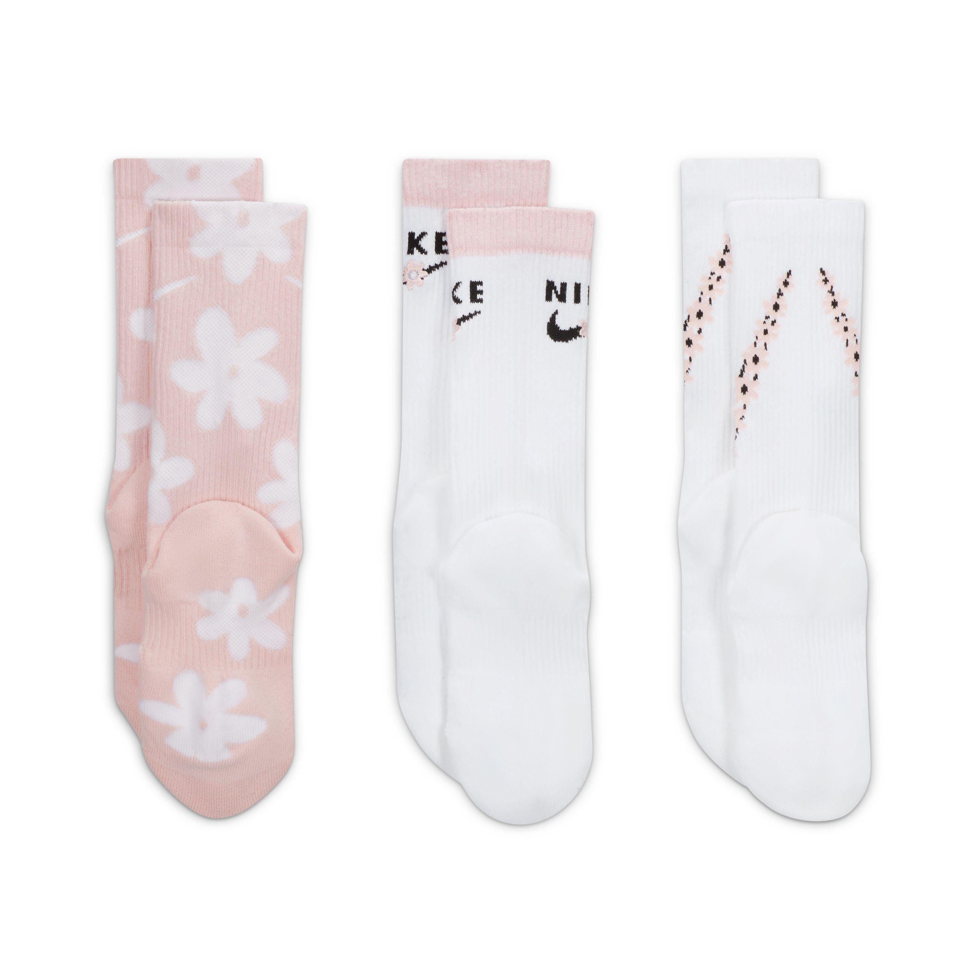 Nike Kids' Everyday Plus Cushioned Flower Crew Socks (3 Pairs