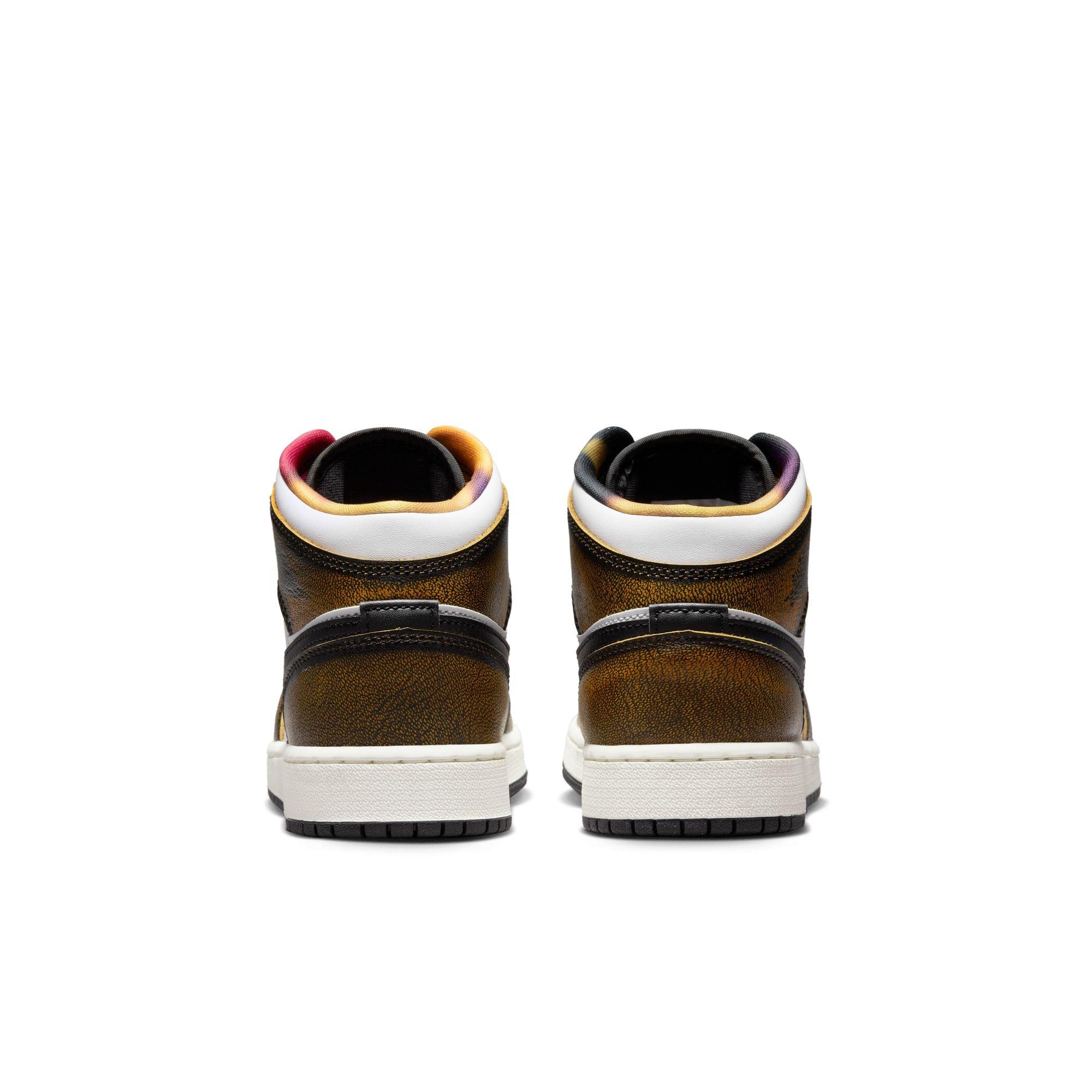 Jordan 1 Mid SE "Black/Taxi/White/Sail" Grade School Boys' Shoe - BLACK/YELLOW Thumbnail View 11