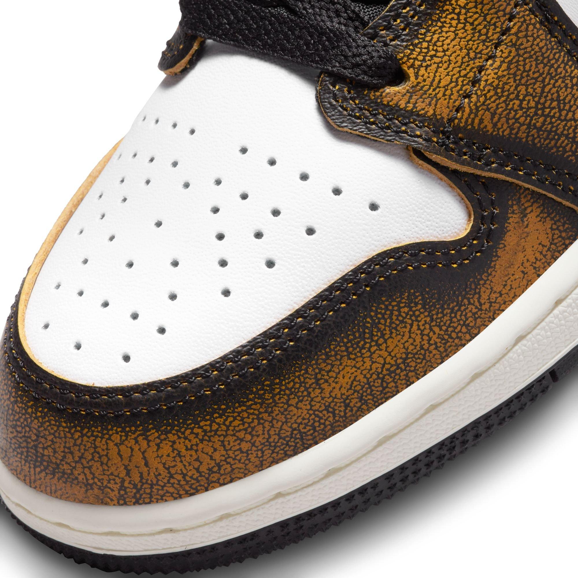 Jordan 1 Mid SE "Black/Taxi/White/Sail" Grade School Boys' Shoe - BLACK/YELLOW Thumbnail View 3