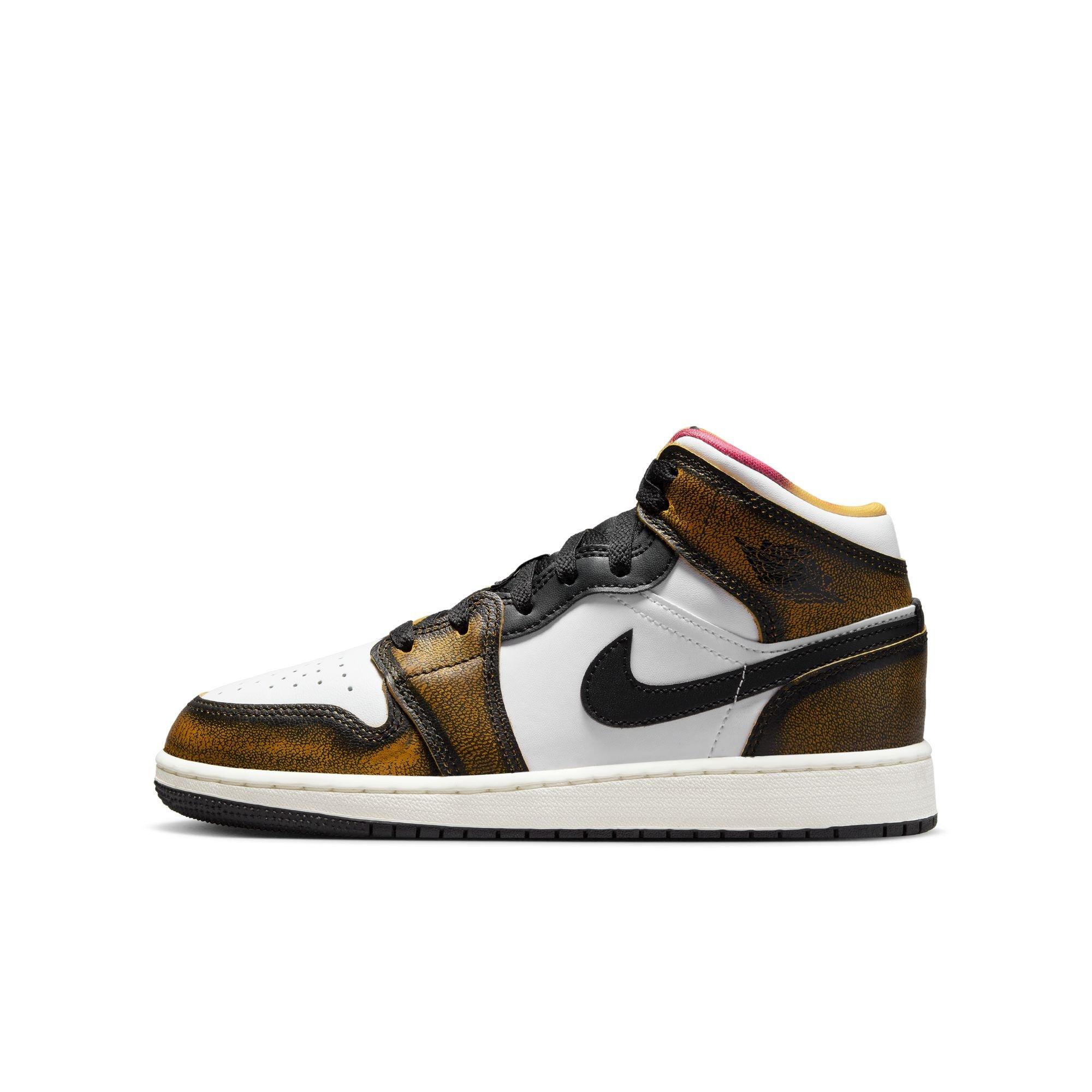 Jordan 1 Mid SE "Black/Taxi/White/Sail" Grade School Boys' Shoe - BLACK/YELLOW Thumbnail View 7