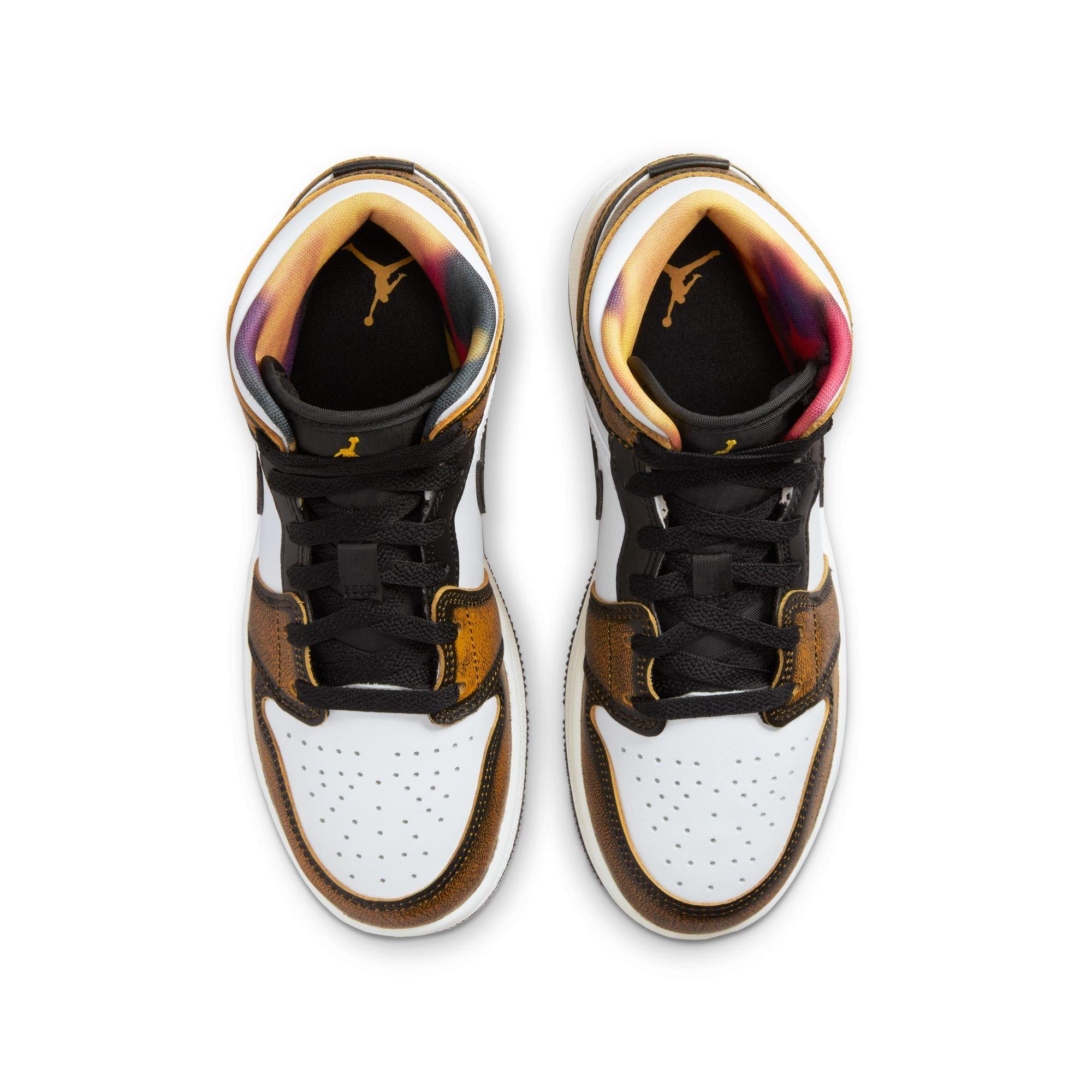 Jordan 1 Mid SE "Black/Taxi/White/Sail" Grade School Boys' Shoe - BLACK/YELLOW Thumbnail View 10