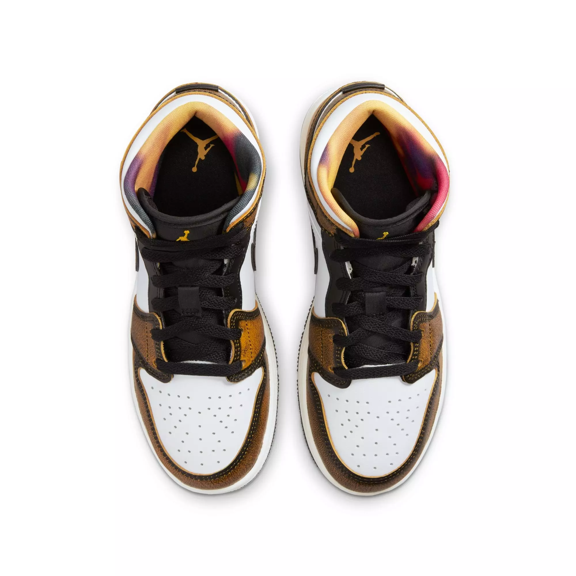 Jordan 1 Mid SE "Black/Taxi/White/Sail" Grade School Boys' Shoe - BLACK/YELLOW