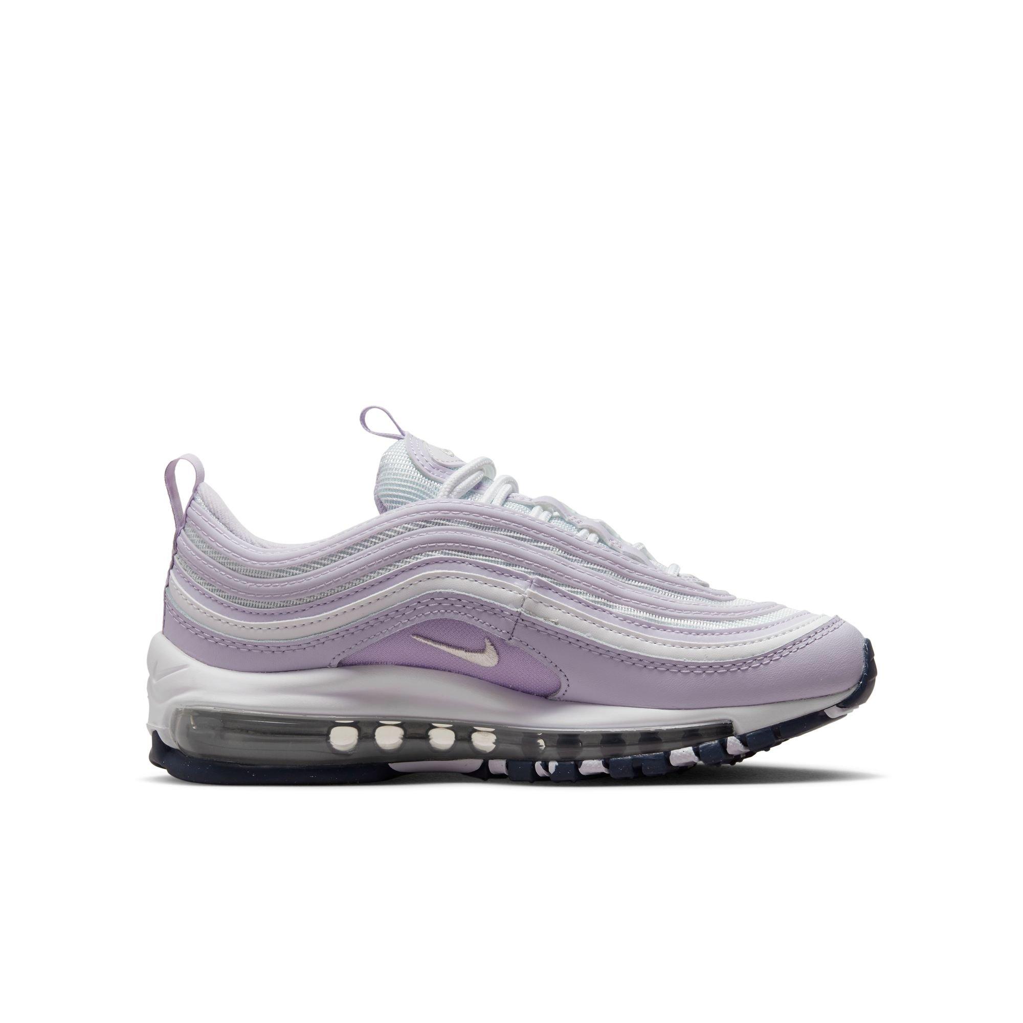 Nike Air Max 97 White Metallic Silver Violet Frost Grade School Girls Shoe Hibbett