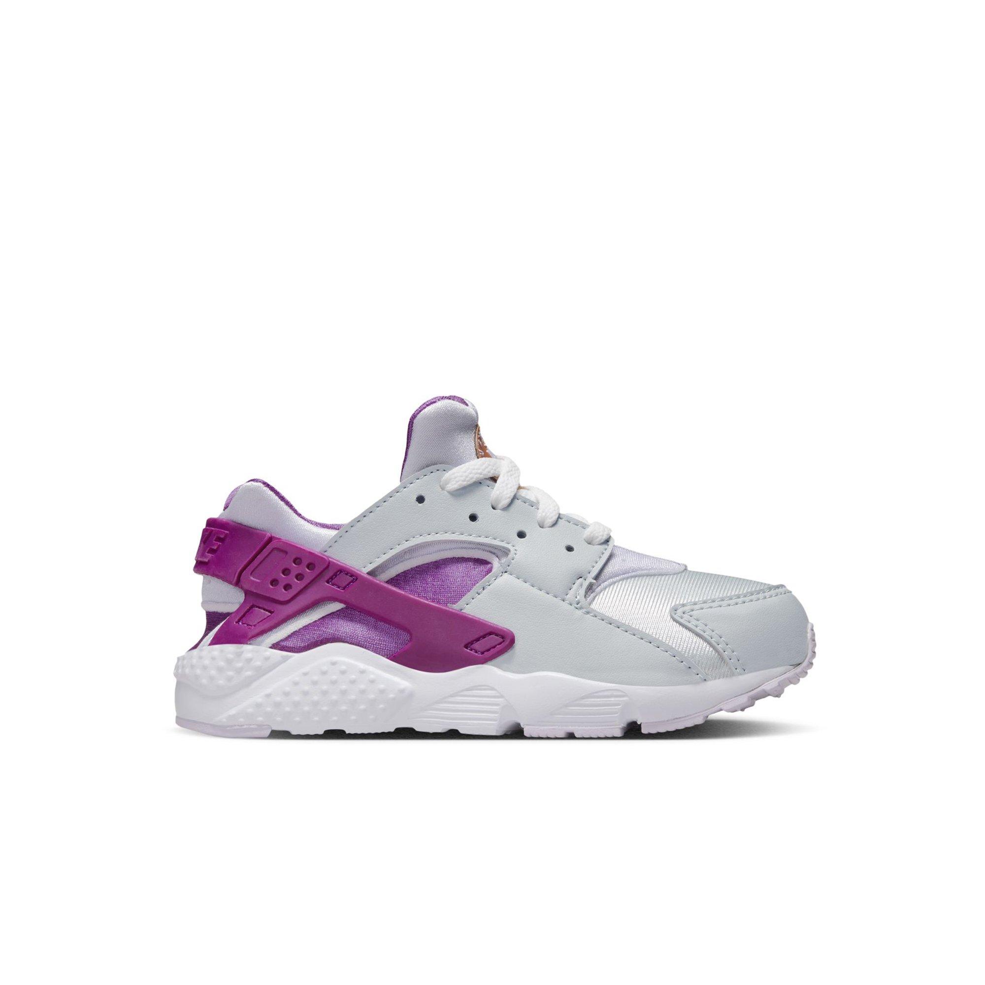 Nike Huarache Run Pure Platinum Metallic Silver Purple Preschool Girls Shoe Hibbett