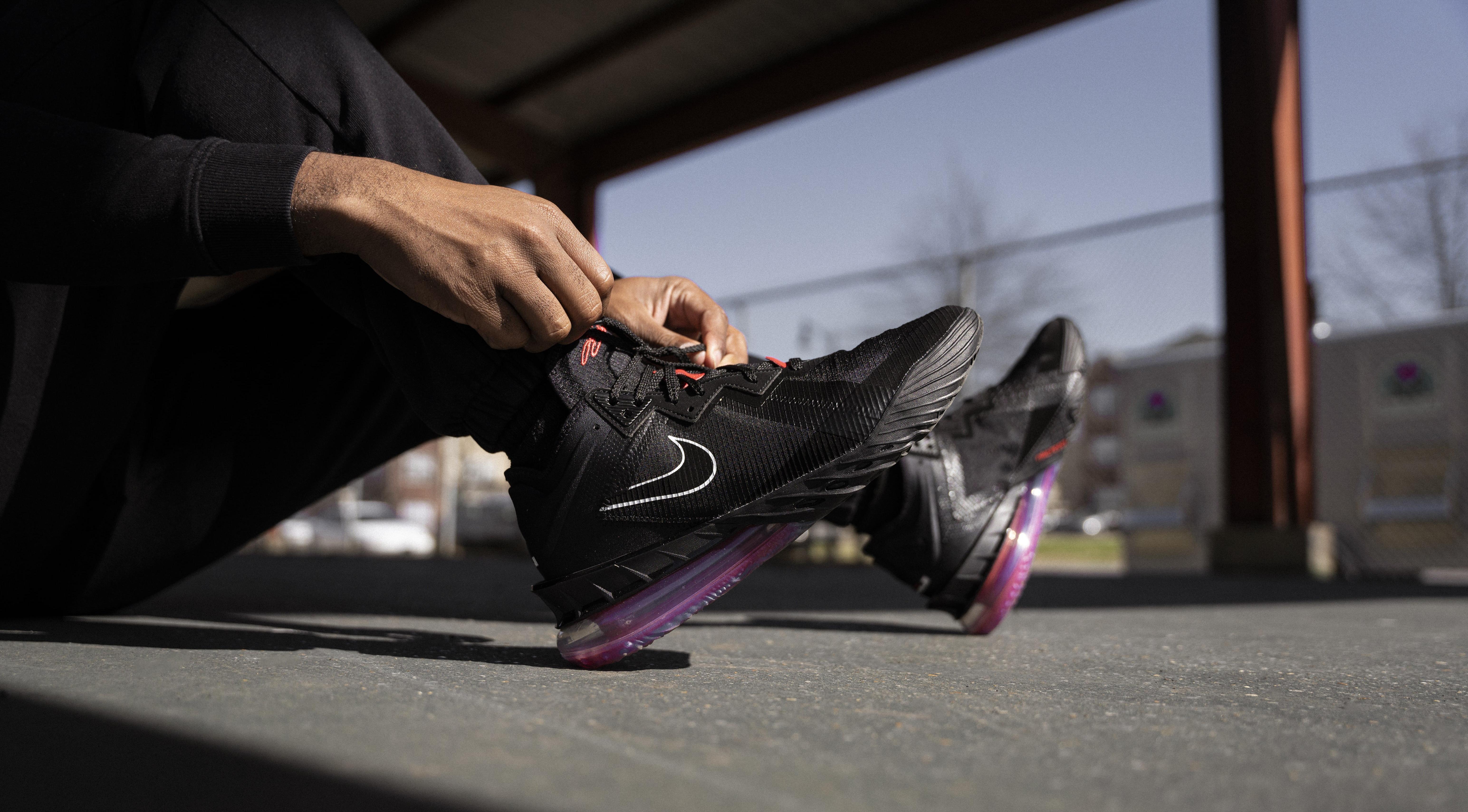 Lebron 18 black store and red