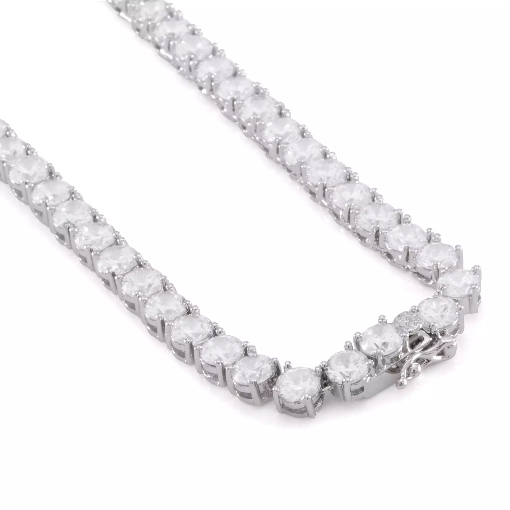 King Ice 5mm White Gold Single Row Tennis Chain - WHITE