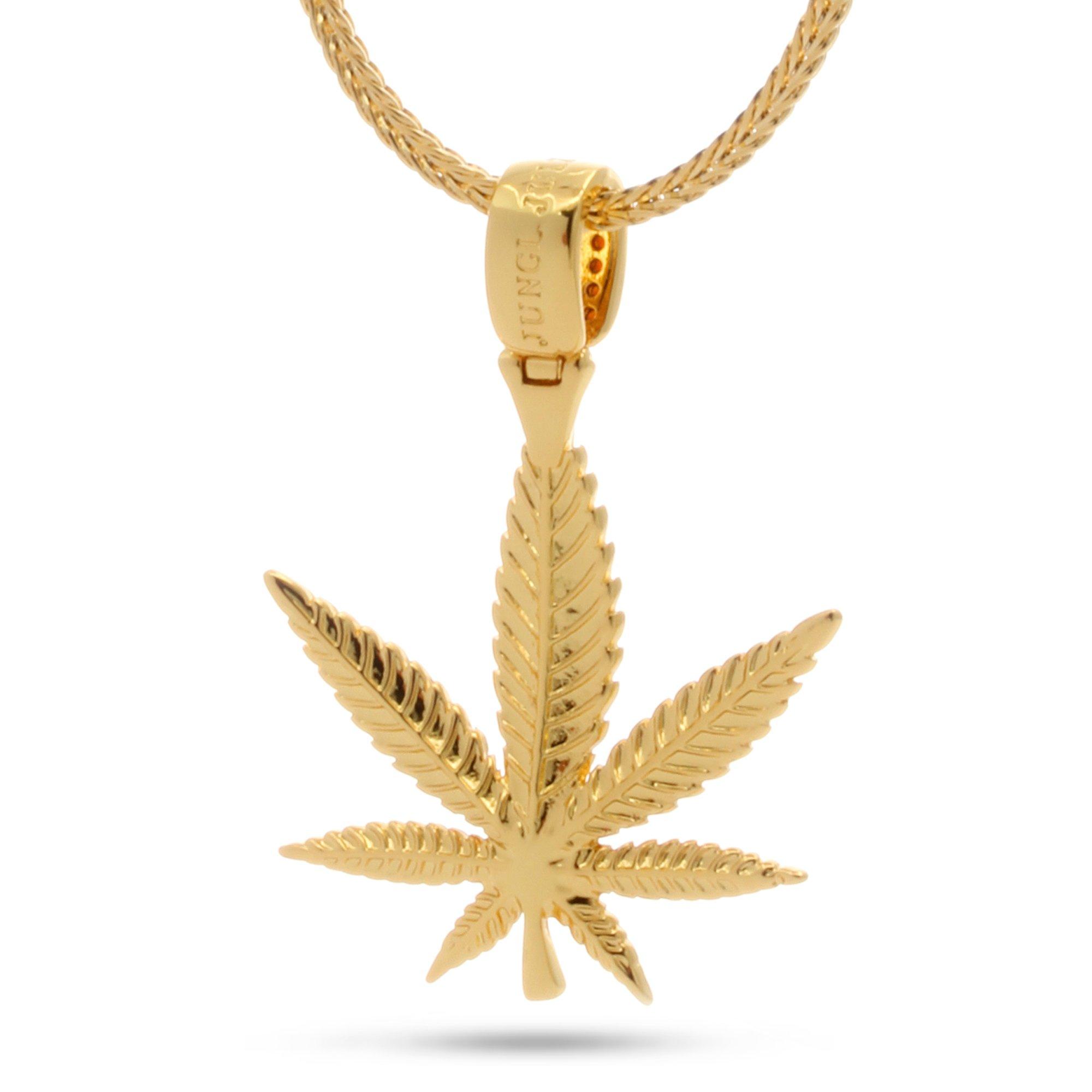 King Ice Weed Leaf Necklace - GOLD Thumbnail View 2