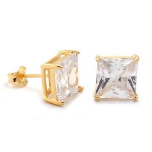 King Ice 14K Gold PrincessStudd 6mm Earrings