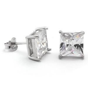 King Ice White Gold Princess Stud 6mm Earrings
