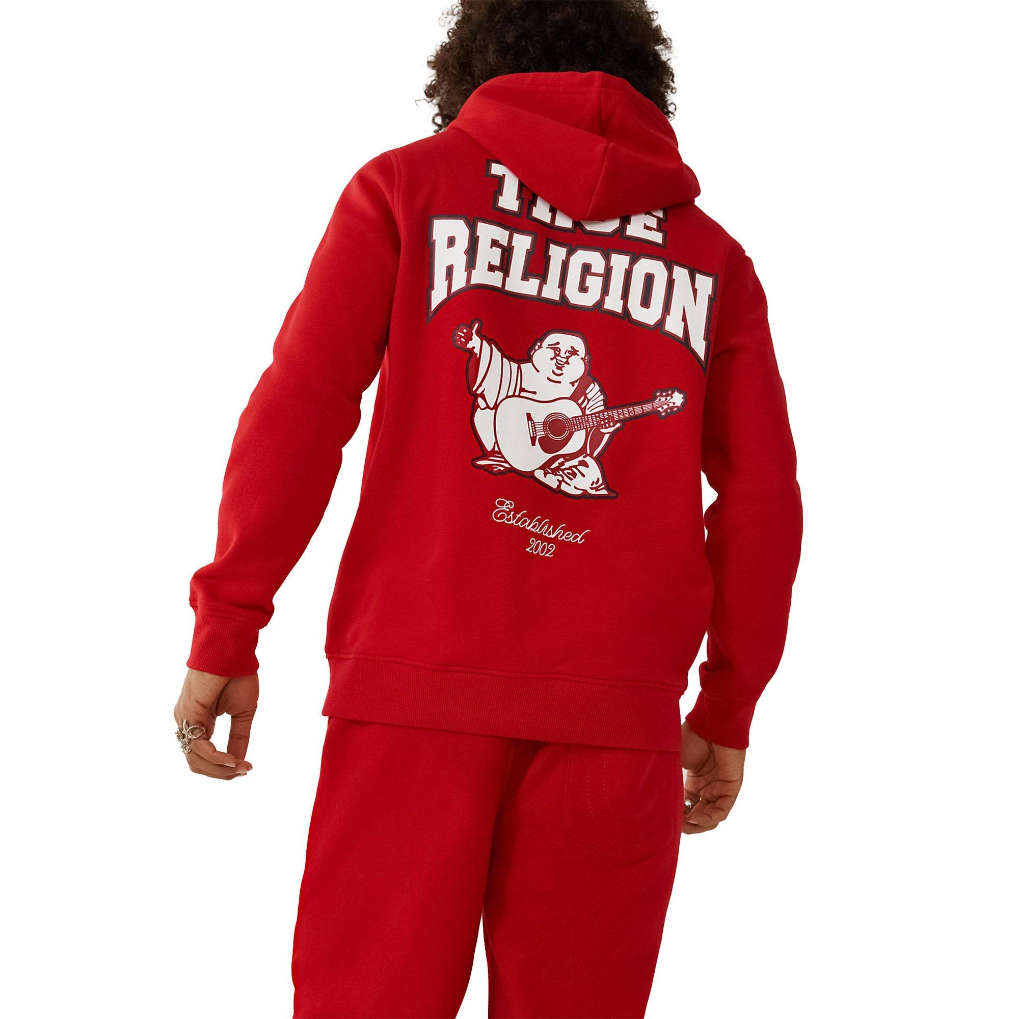 True Religion Men's Classic Logo Zip Up Hoodie Red XL