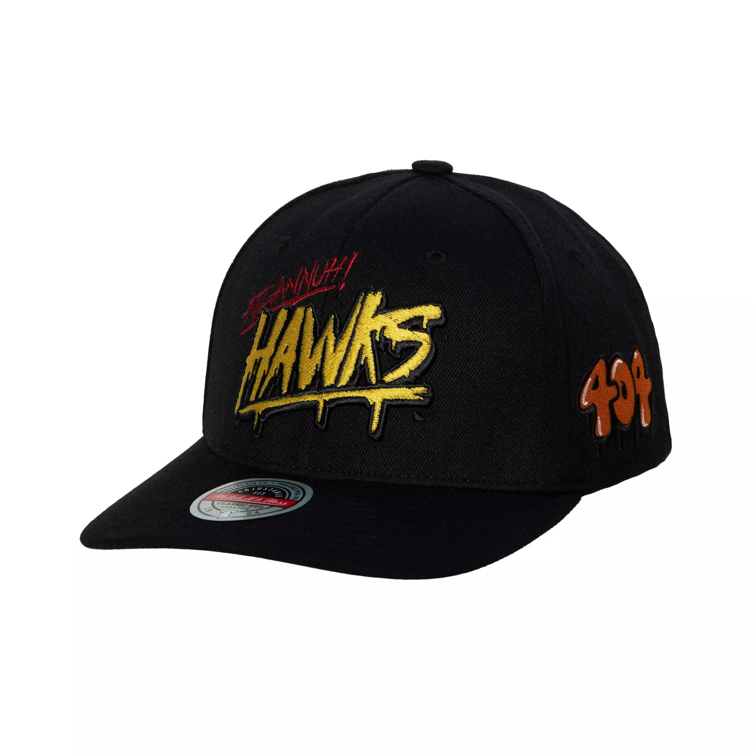 Mitchell & Ness Atlanta Hawks Slap Sticker Snapback Hat - BLACK