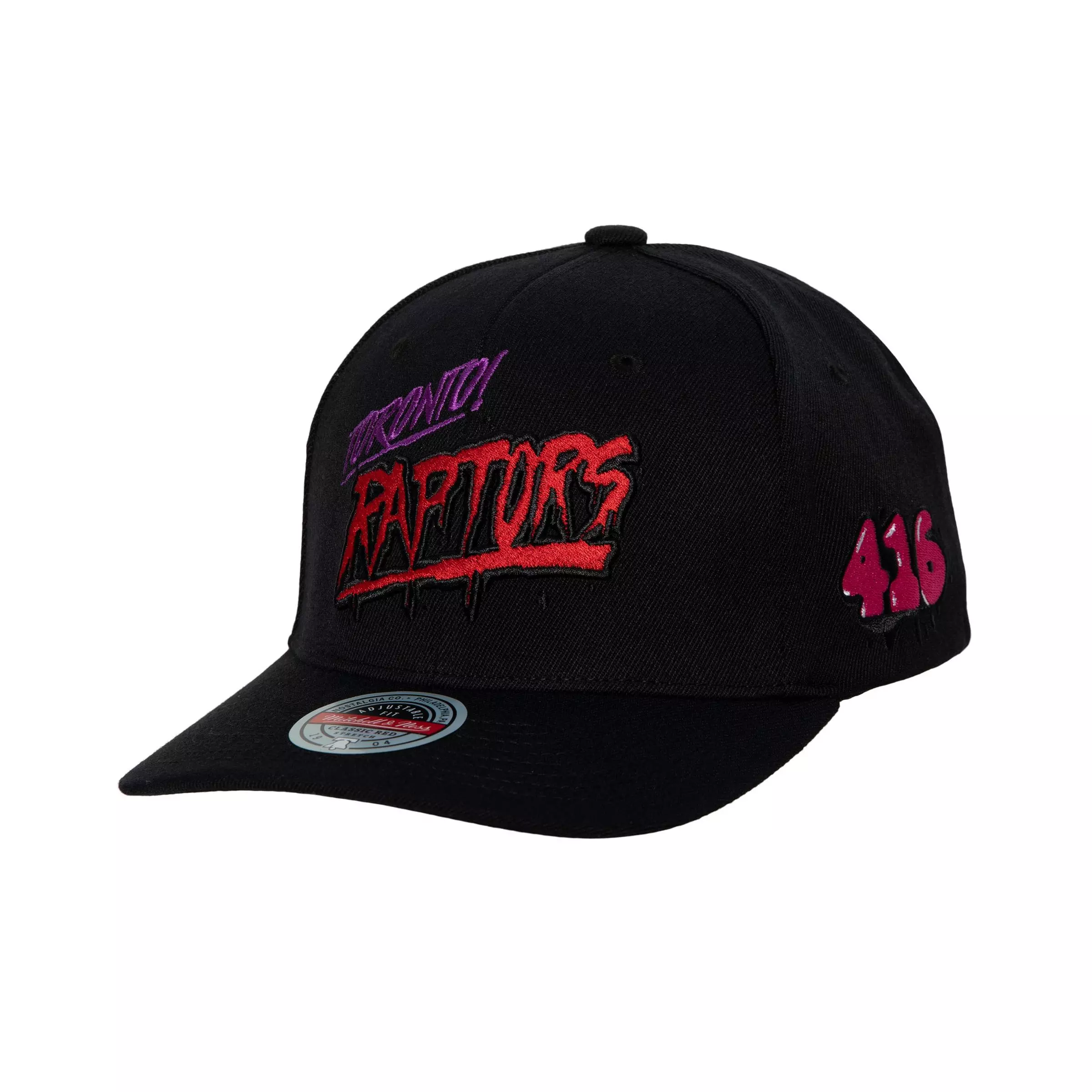 Mitchell & Ness Toronto Raptors Slap Sticker Snapback Hat - BLACK