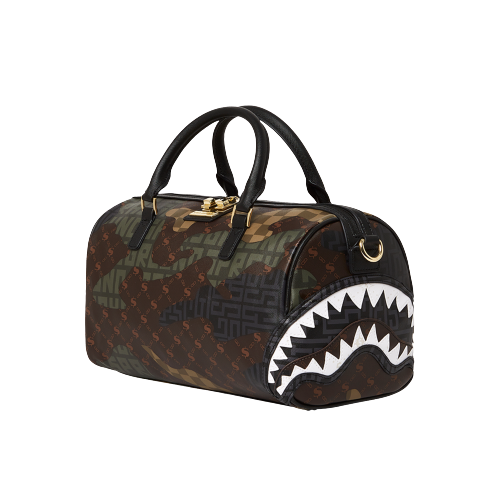 Sprayground Camo Shark Mini Duffle Bag-Brown/Black