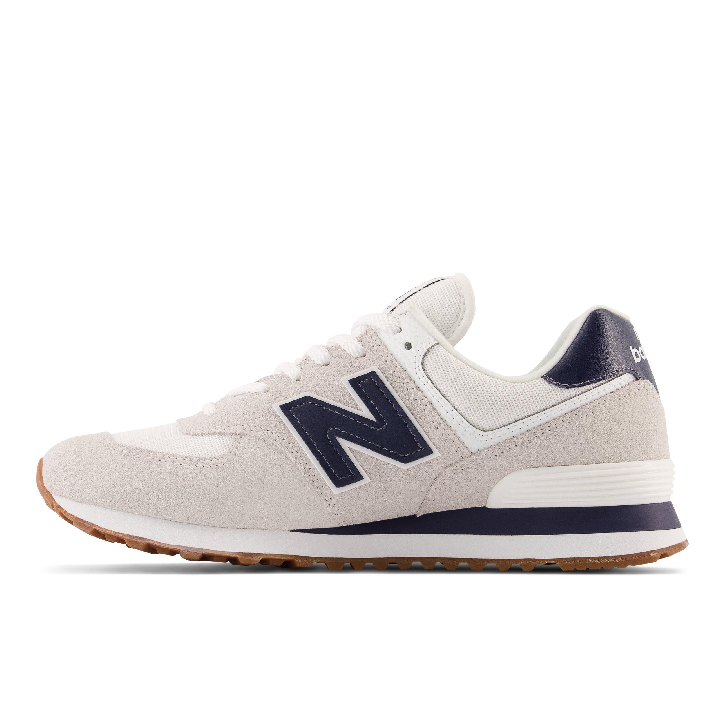 New Balance 574 White/Grey/Navy Men's Shoe - Hibbett