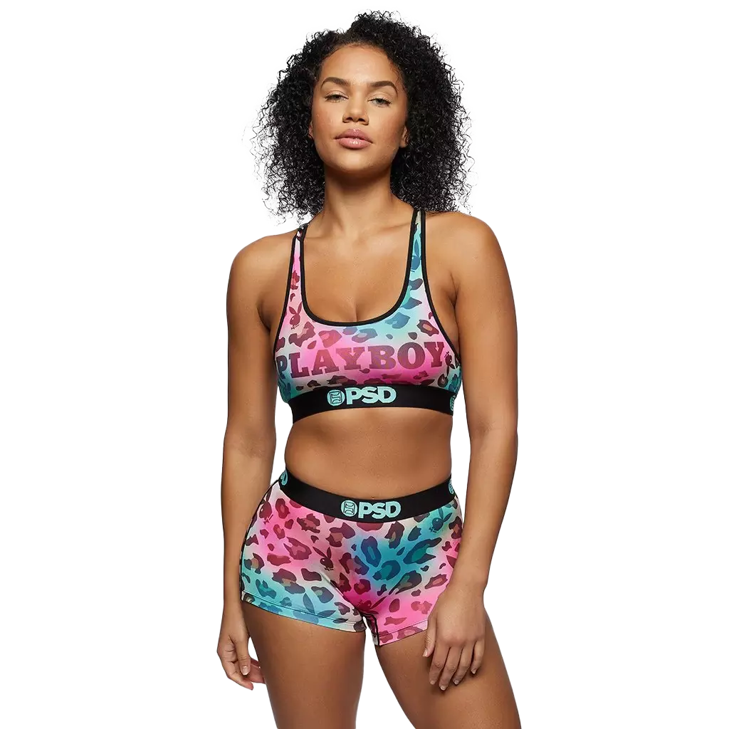 PSD Women's Playboy Wild Bunny Cheetah Sports Bra-Multi-Color